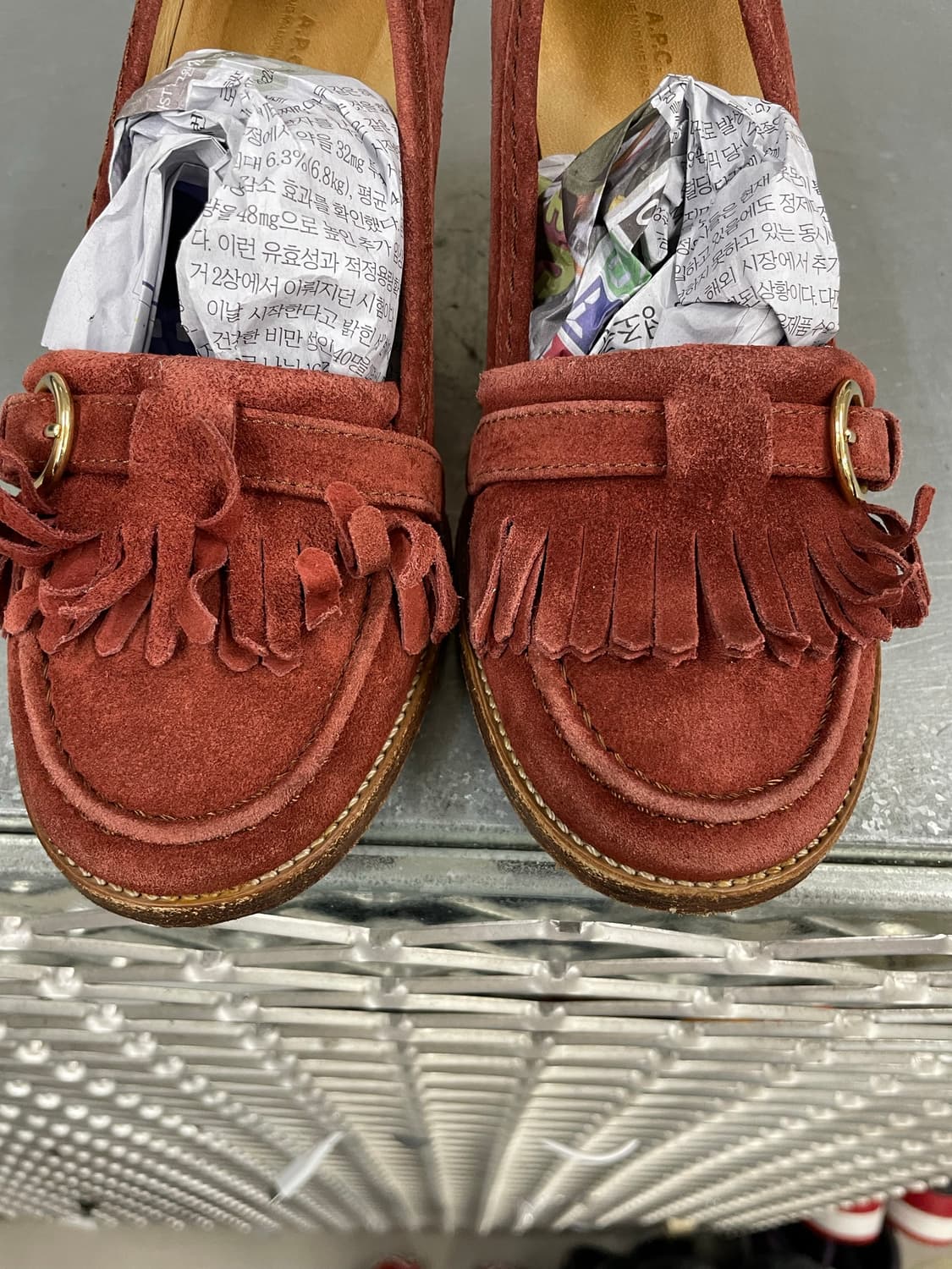 A.P.C 스웨이드 로퍼 버건디 38 상품이미지7