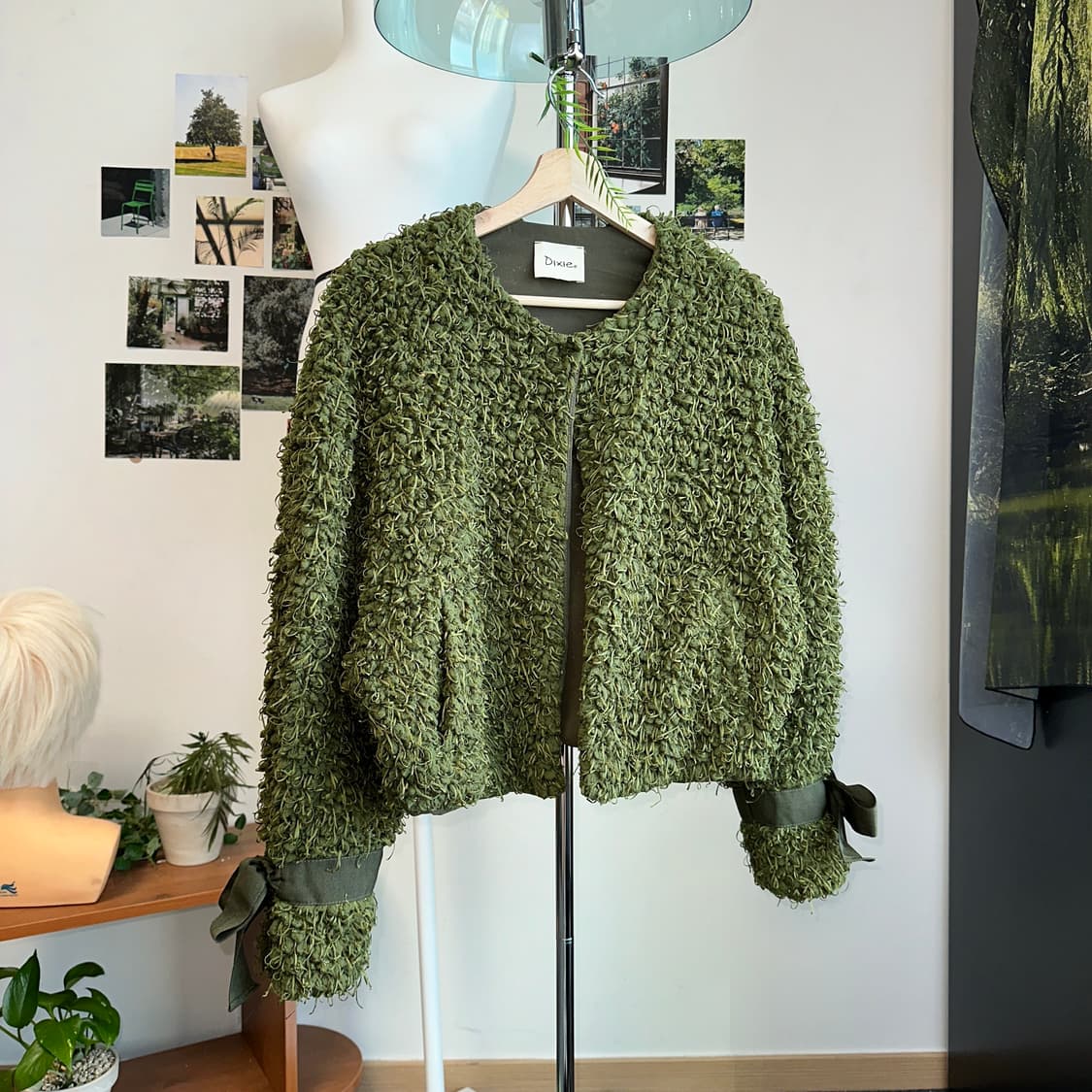 Khaki grunge fur cardigan 상품이미지1