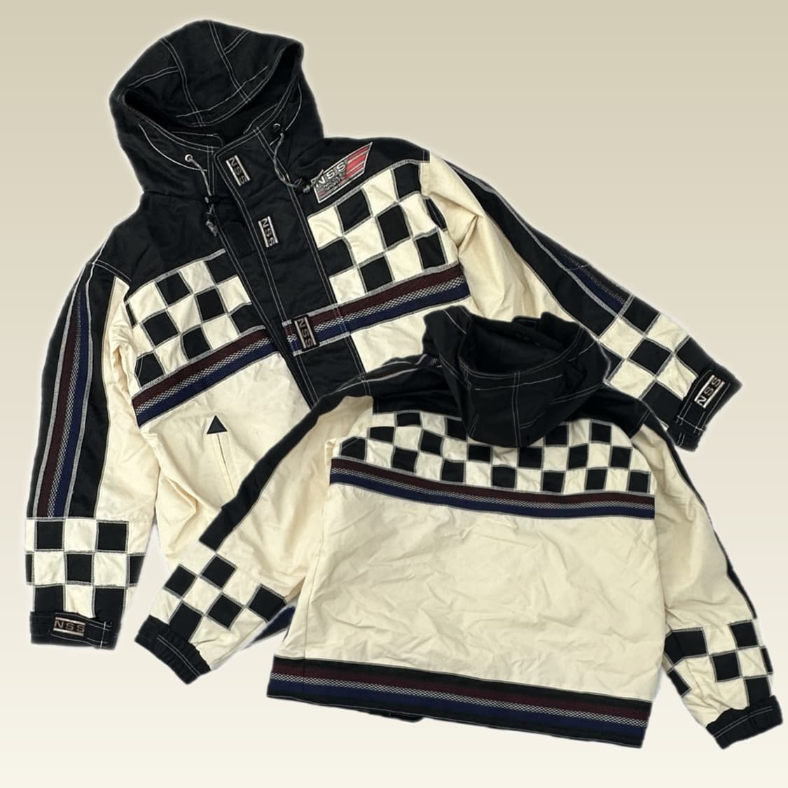 NICOLE SKITEAM 올드스쿨 체커보드 고프코어 오버핏 점퍼 봄버 상품이미지1