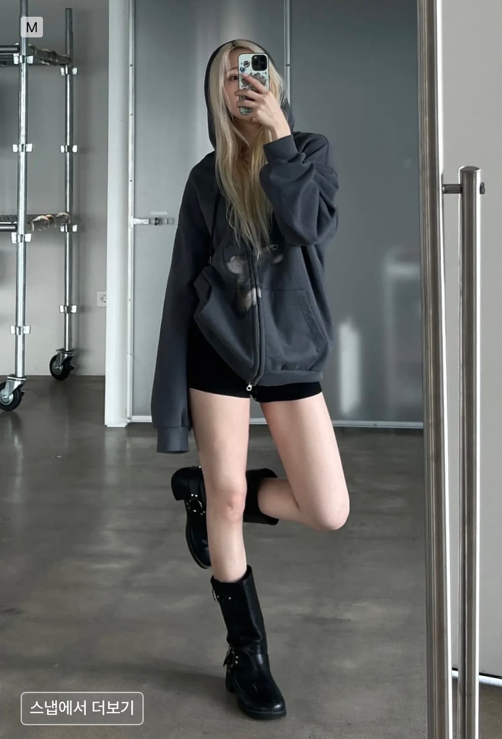 (유튜버 니들 픽) 스웨이드 suade 버드 후드집업 (차콜 그레이) 상품이미지1