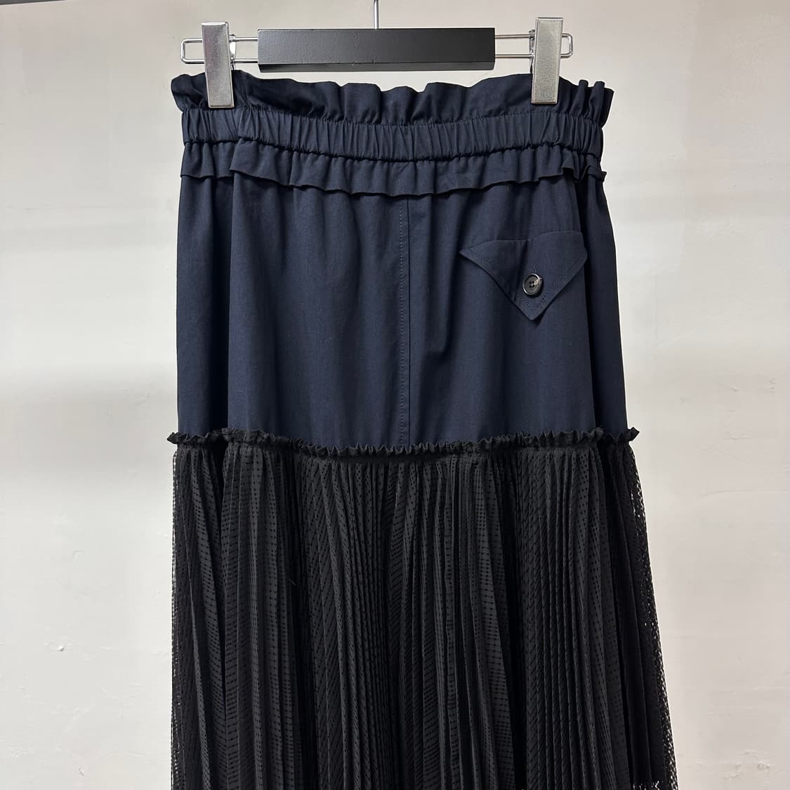 럭키슈에뜨 레이스 밴딩 롱스커트 치마 네이비/블랙 36 J36 상품이미지5