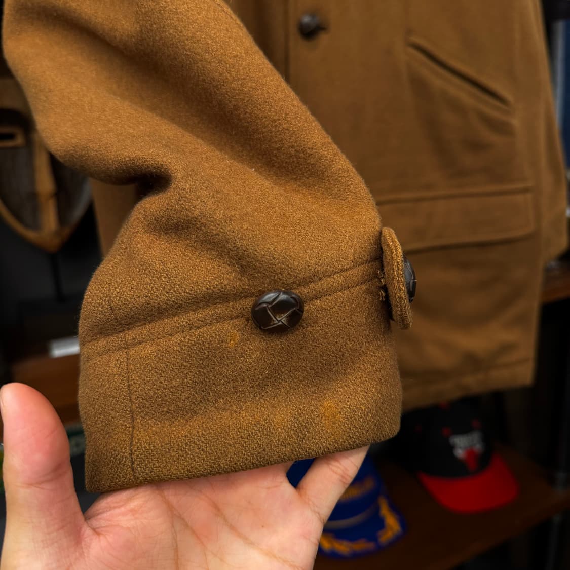 90s USA 빈티지 울 헌팅 코트 후드 탈부착 후디 상품이미지5