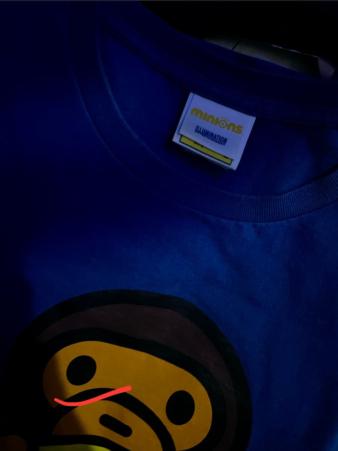 베이프 X 미니언즈 콜라보 마일로 티셔츠 L 국내매장 상품이미지5