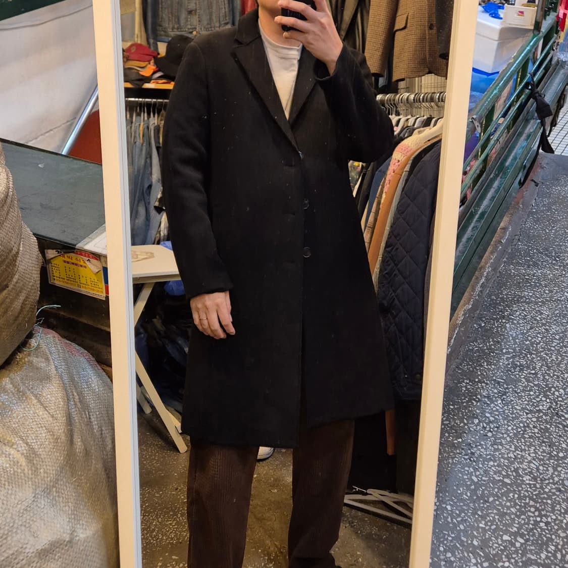 L(착샷잇음) 비바스튜디오 블랙 울 싱글롱코트  상품이미지3