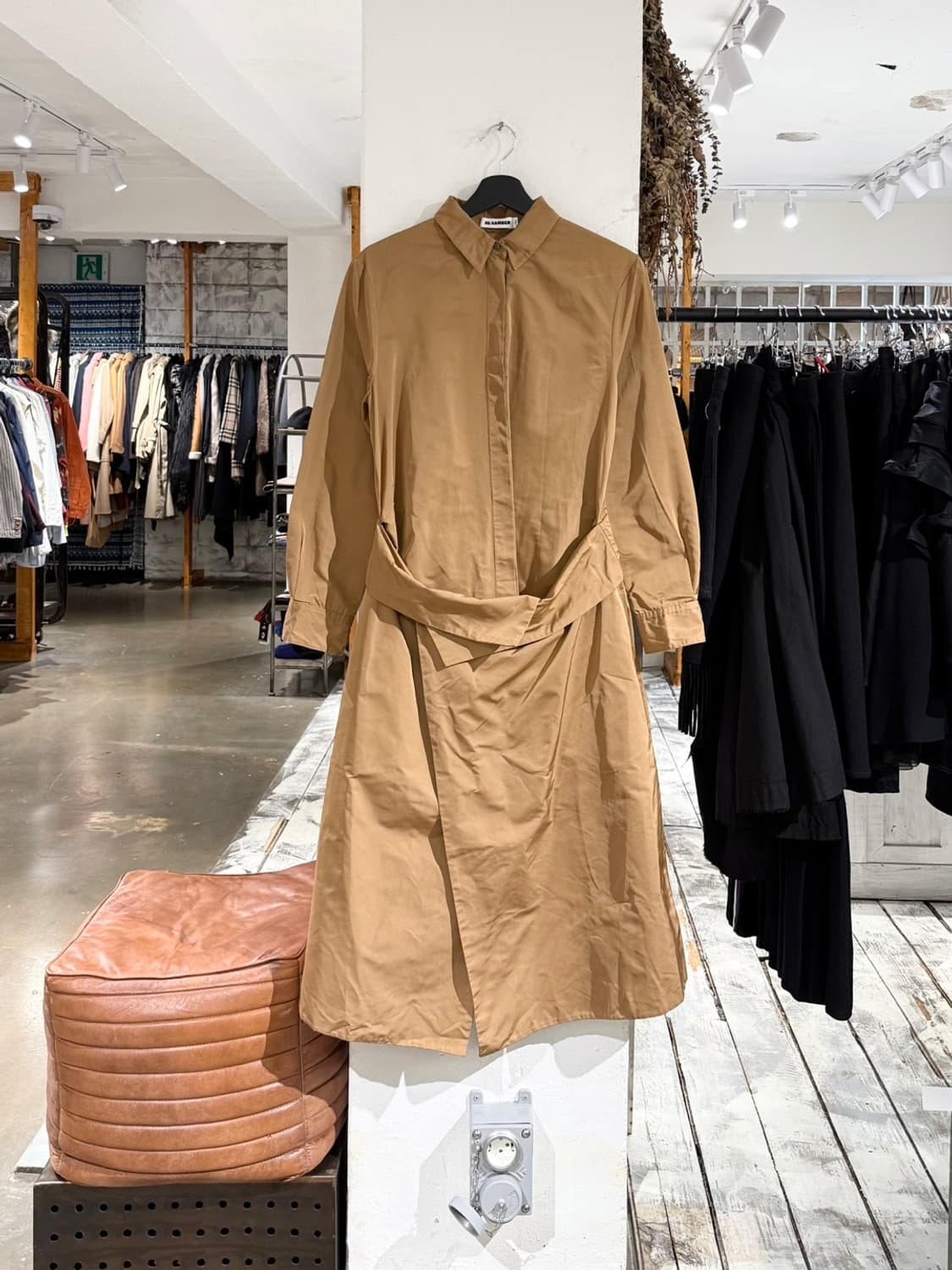 질샌더 카멜 레이어드 셔츠 원피스 상품이미지1