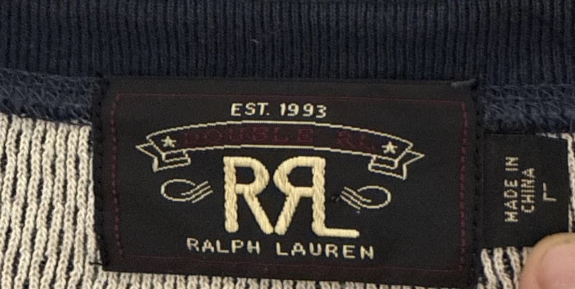 RRL 더블알엘 인디고 자카드 니트 헨리넥 롱슬리브 티셔츠 상품이미지4