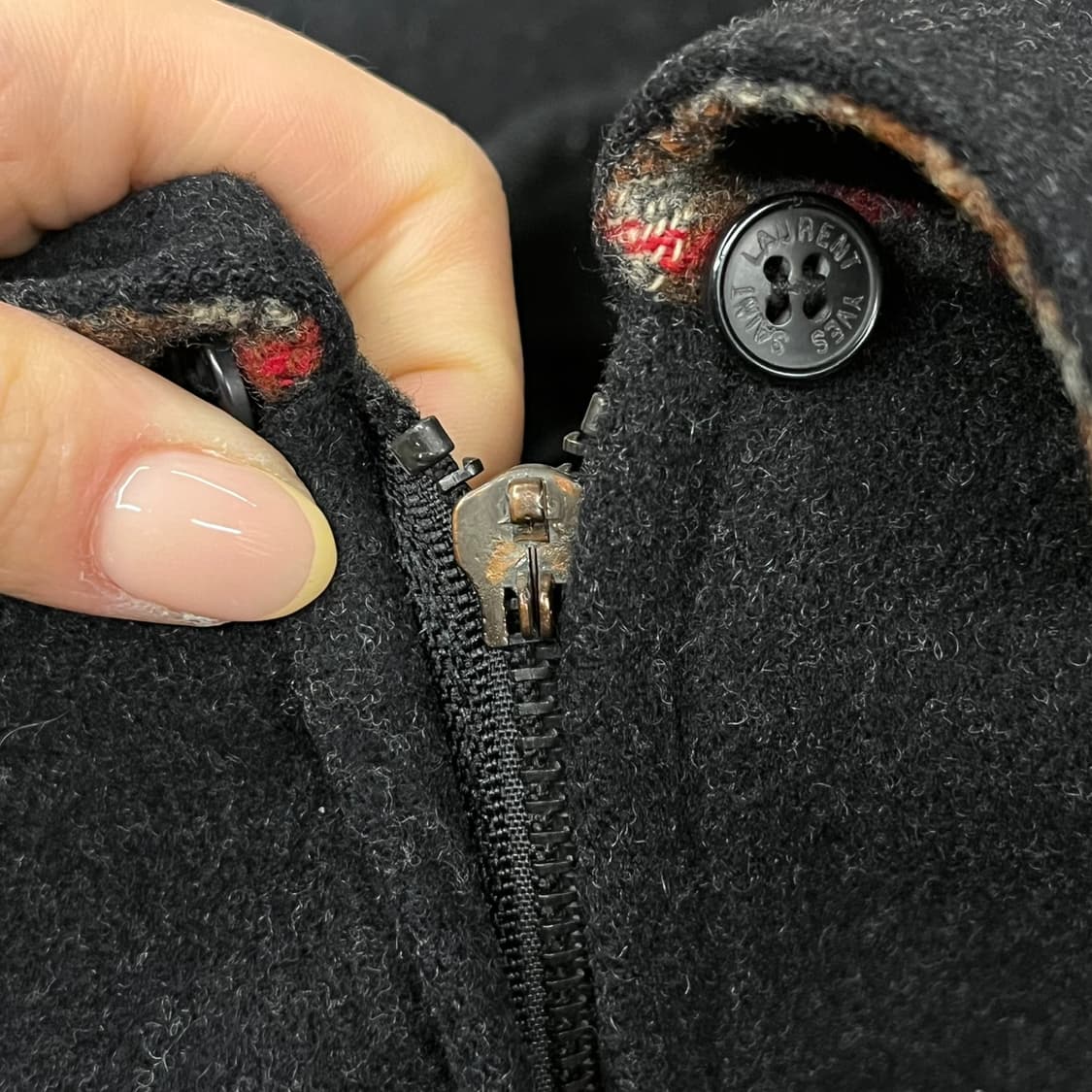 [정품/110] 입생로랑 블랙 울 집업 자켓 b16 상품이미지7