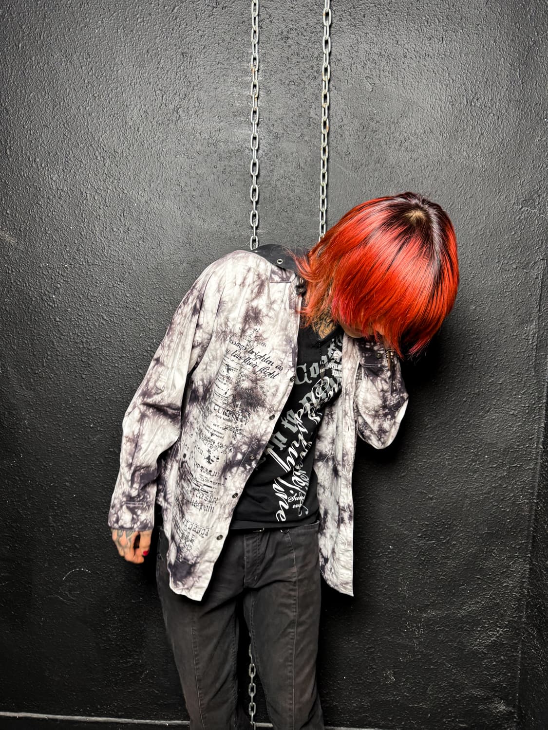 Tie-dye & Lettering Hooded Shirt Jacket  상품이미지1