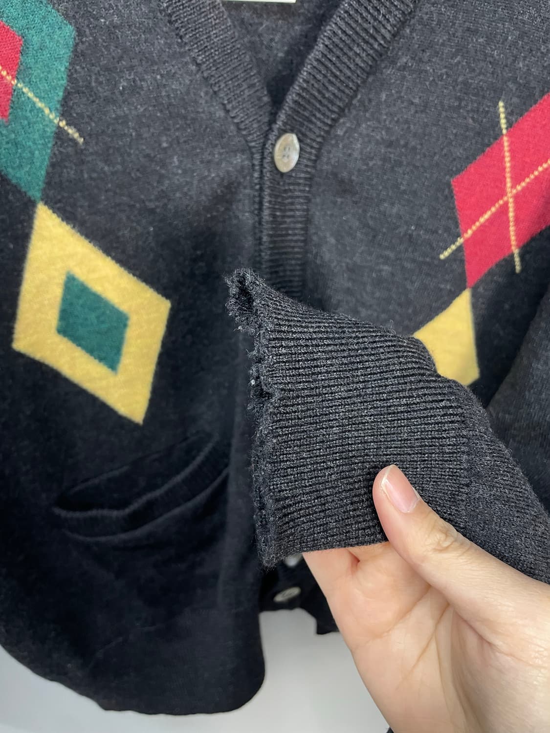 크리스찬 디올 아가일 패턴 울 혼방 가디건 H1402 상품이미지6