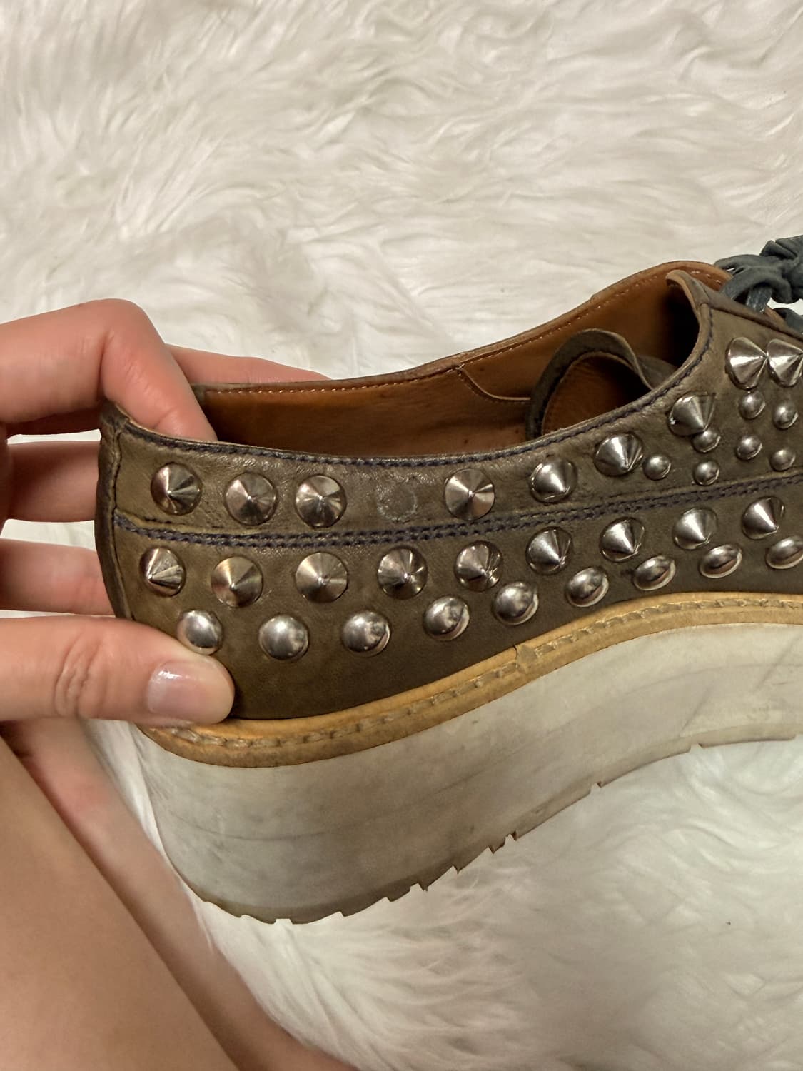 레어 /프라다 아이코닉 스파이크 스터드 플랫폼 옥스퍼드 슈즈(EU 38) 상품이미지8