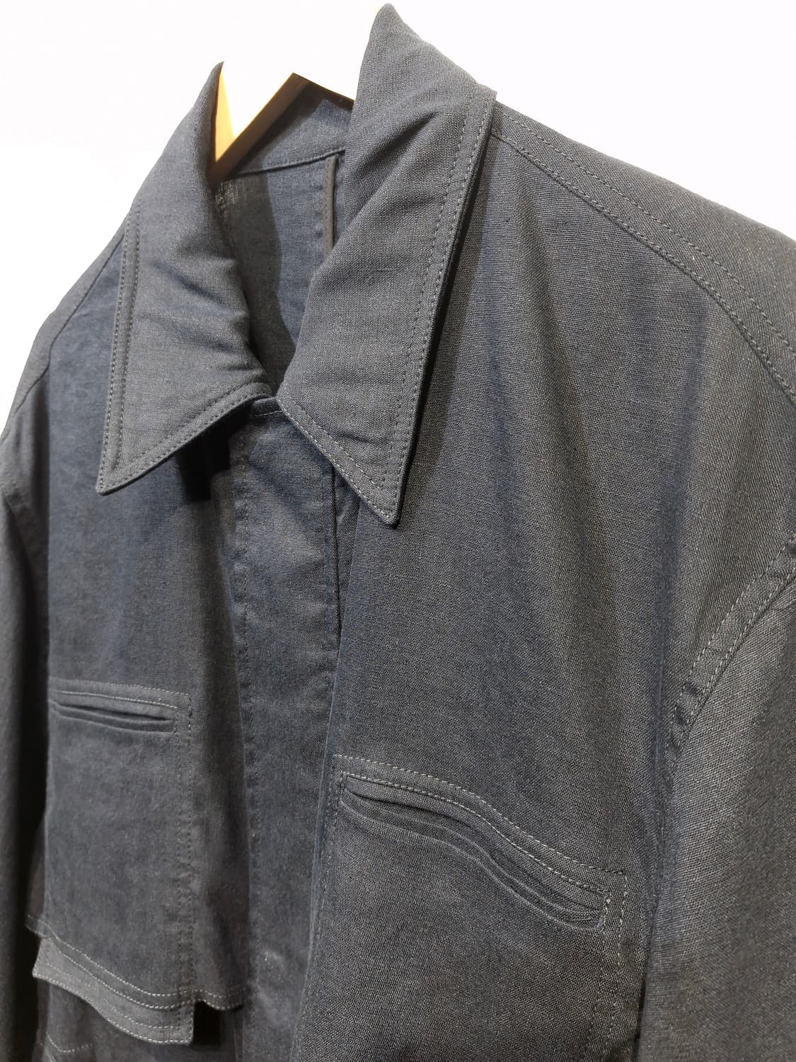 쿠어(COOR) 린넨 오버사이즈 벨티드 자켓 네이비 상품이미지5