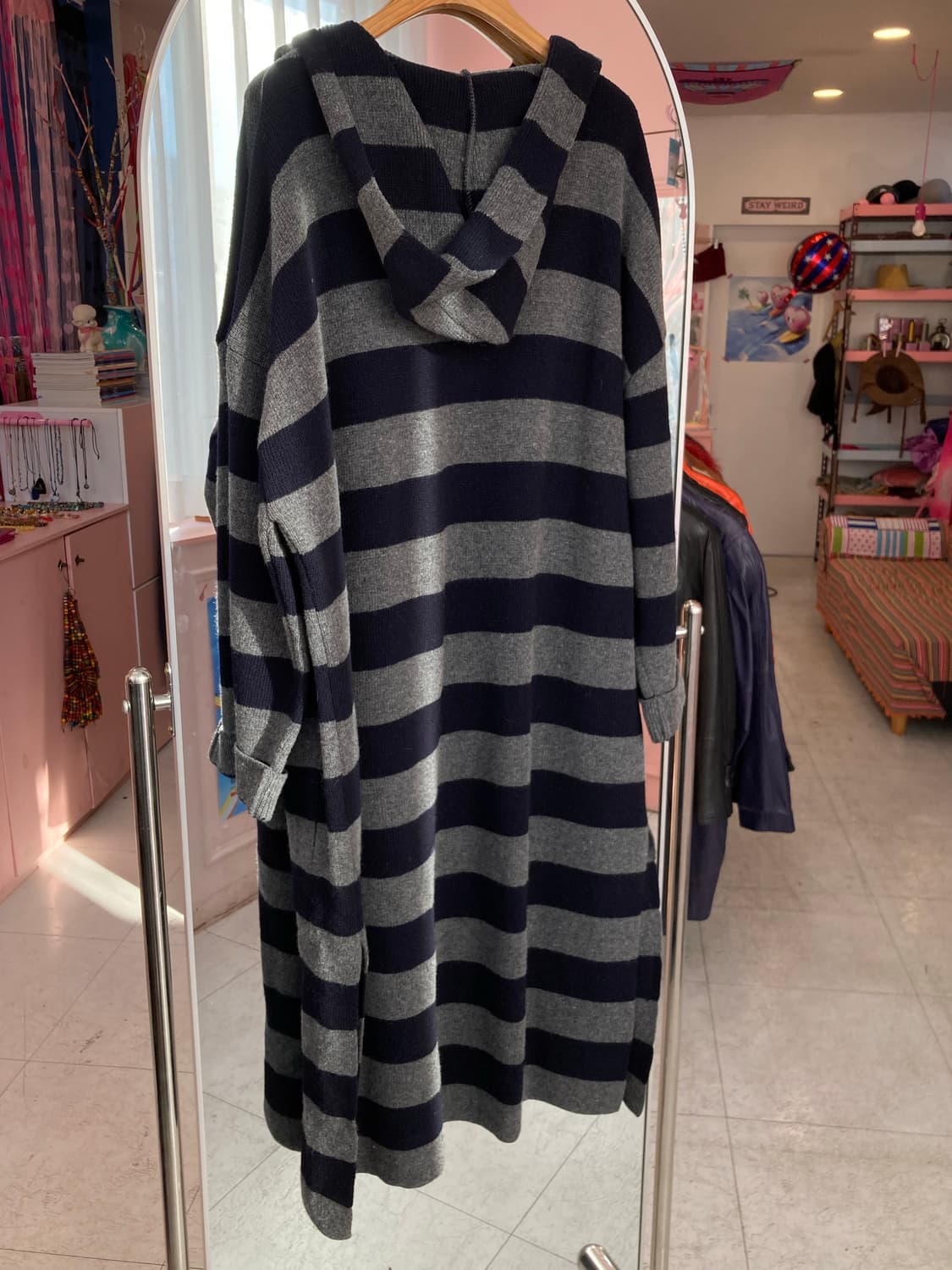 빈티지 스트라이프 롱 후디 가디건 상품이미지5