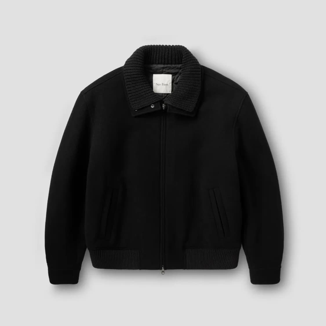 넌블랭크 니트칼라 울 블렌드 숏자켓 블랙 새상품 상품이미지2