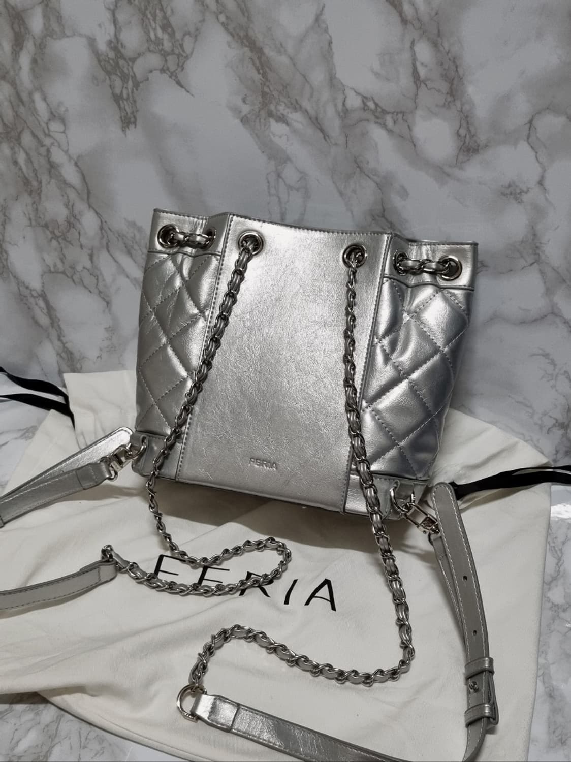 페리아 실버 체인 백팩 상품이미지3
