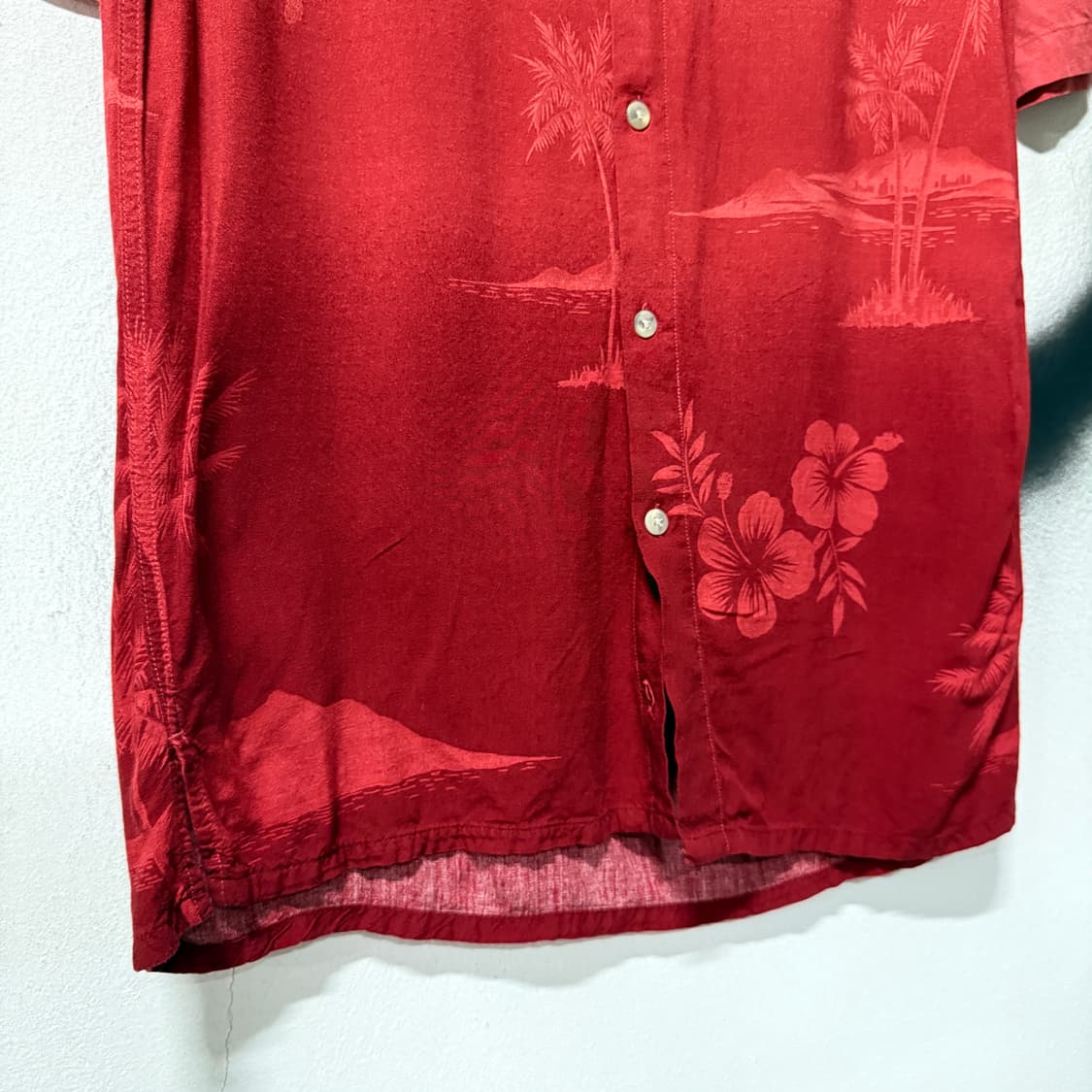 VTG 빈티지 그라데이션 야자수 패턴 레이온 하와이안 반팔 셔츠 상품이미지4