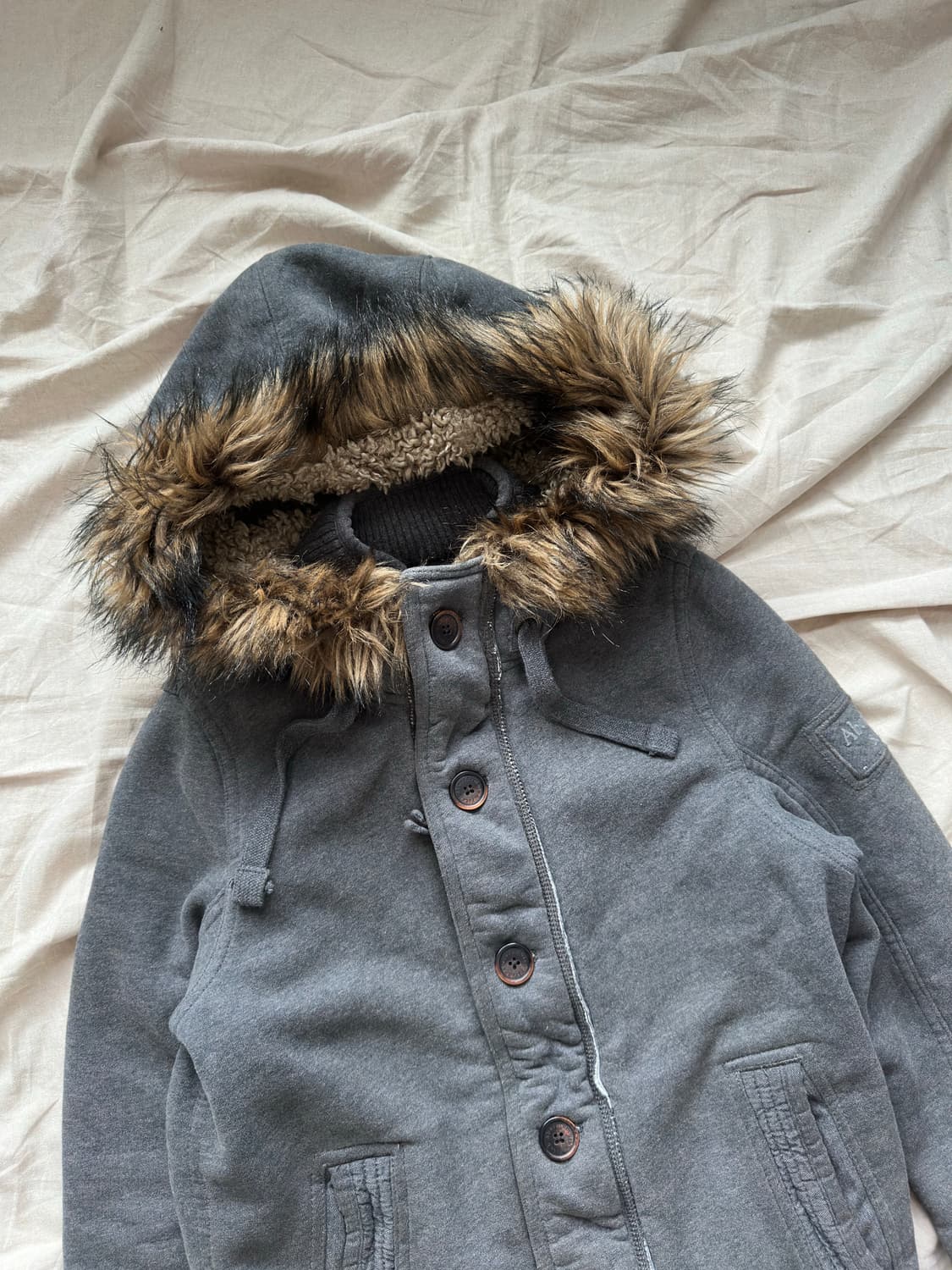 아베크롬비 헤비 코튼 차콜 울프죠 후드집업 상품이미지7