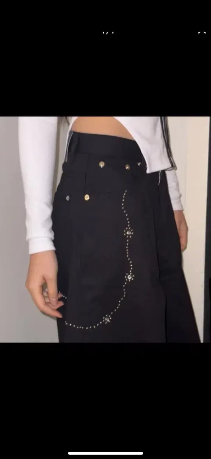 더보야쥬 플라워 스터드 체인 코튼 팬츠 s 상품이미지1