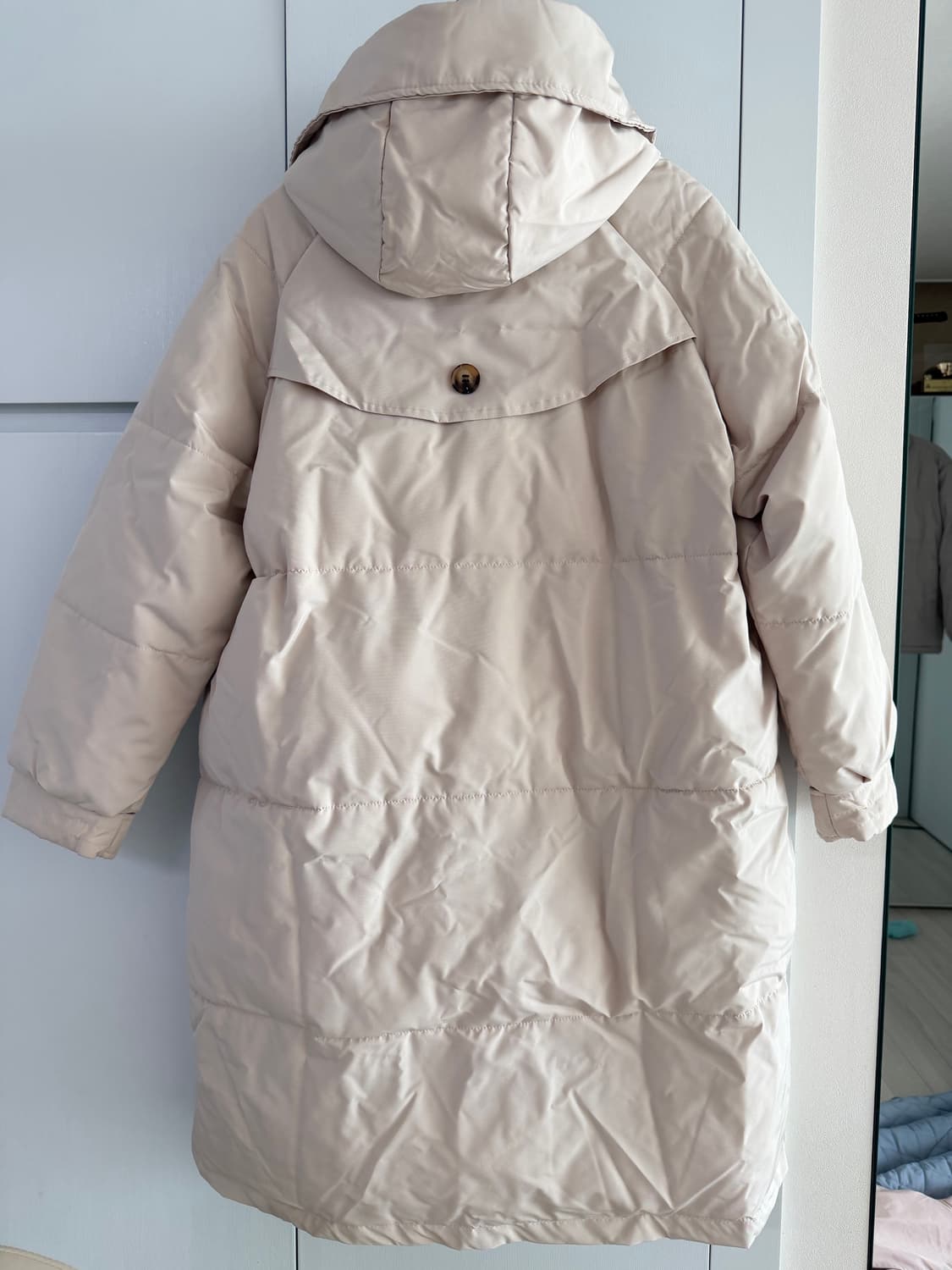 연베이지 후드 롱패딩 상품이미지4