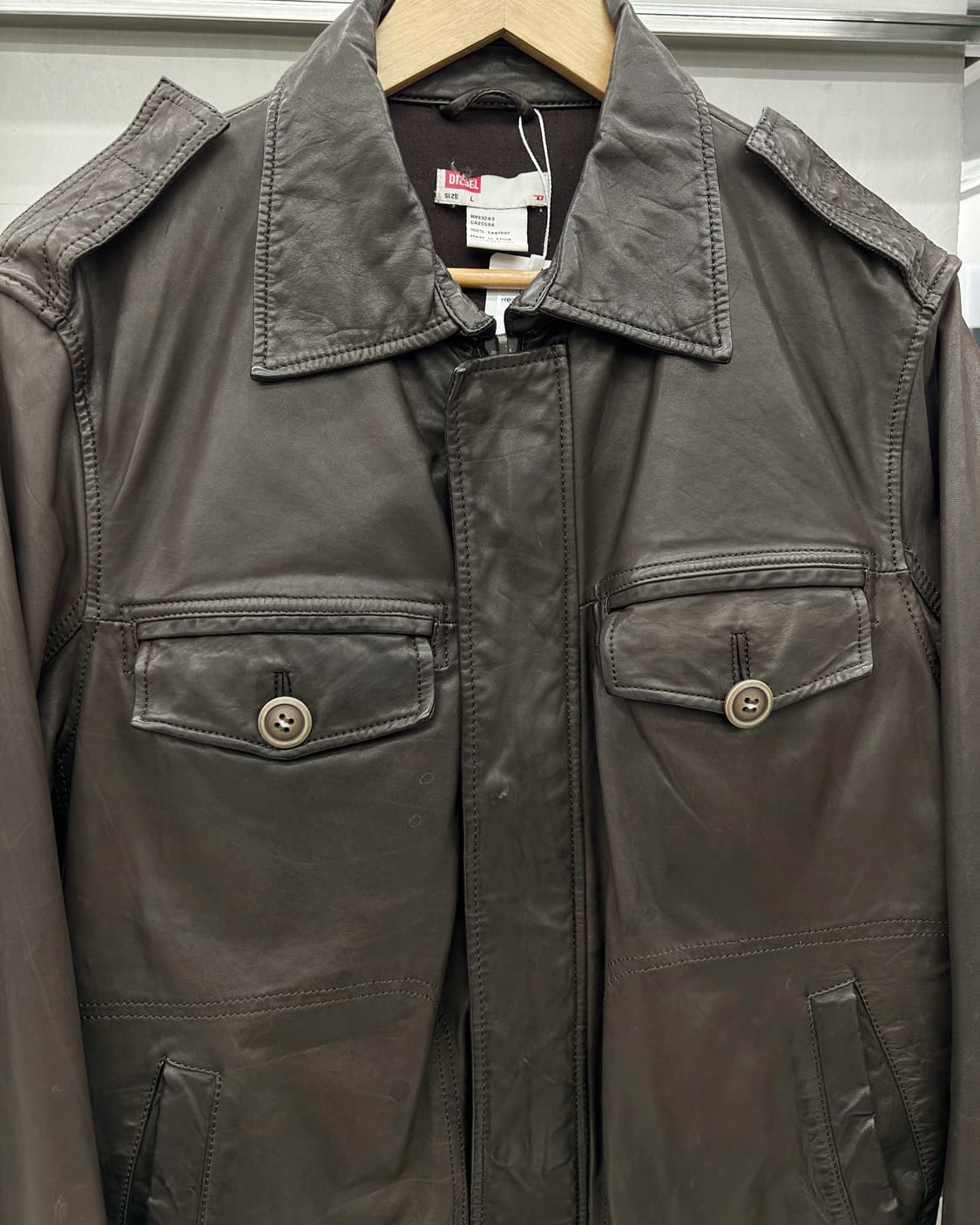 디젤 00s 리얼 램스킨 레더 블루종 자켓 브라운 상품이미지3