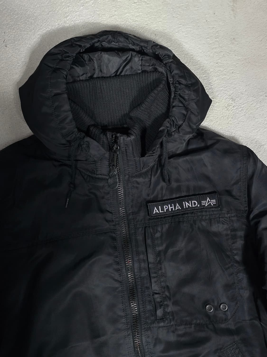 알파인더스트리 후드 MA-1 블랙 봄버 자켓 XL사이즈 상품이미지3