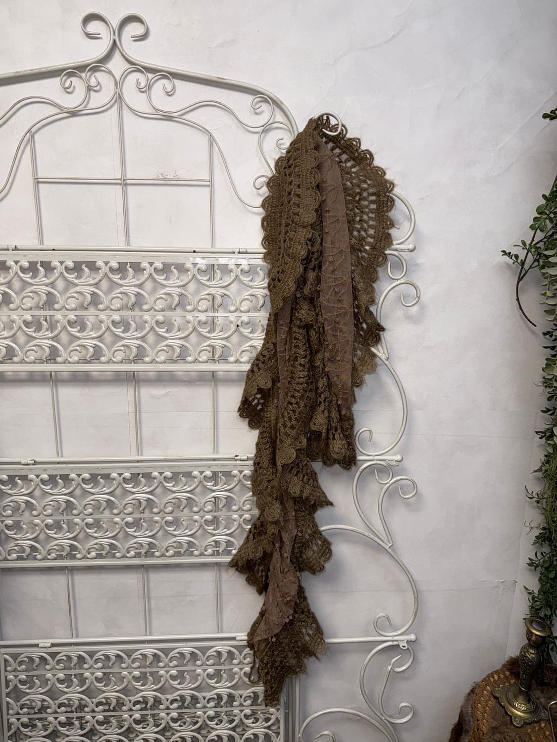 Khaki brown fairy lace crochet muffler 상품이미지3