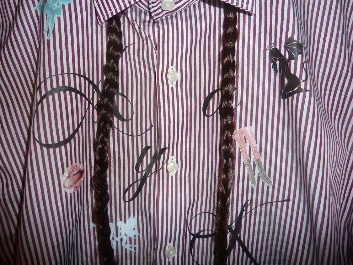 Braided long hair stripe shirt 상품이미지2