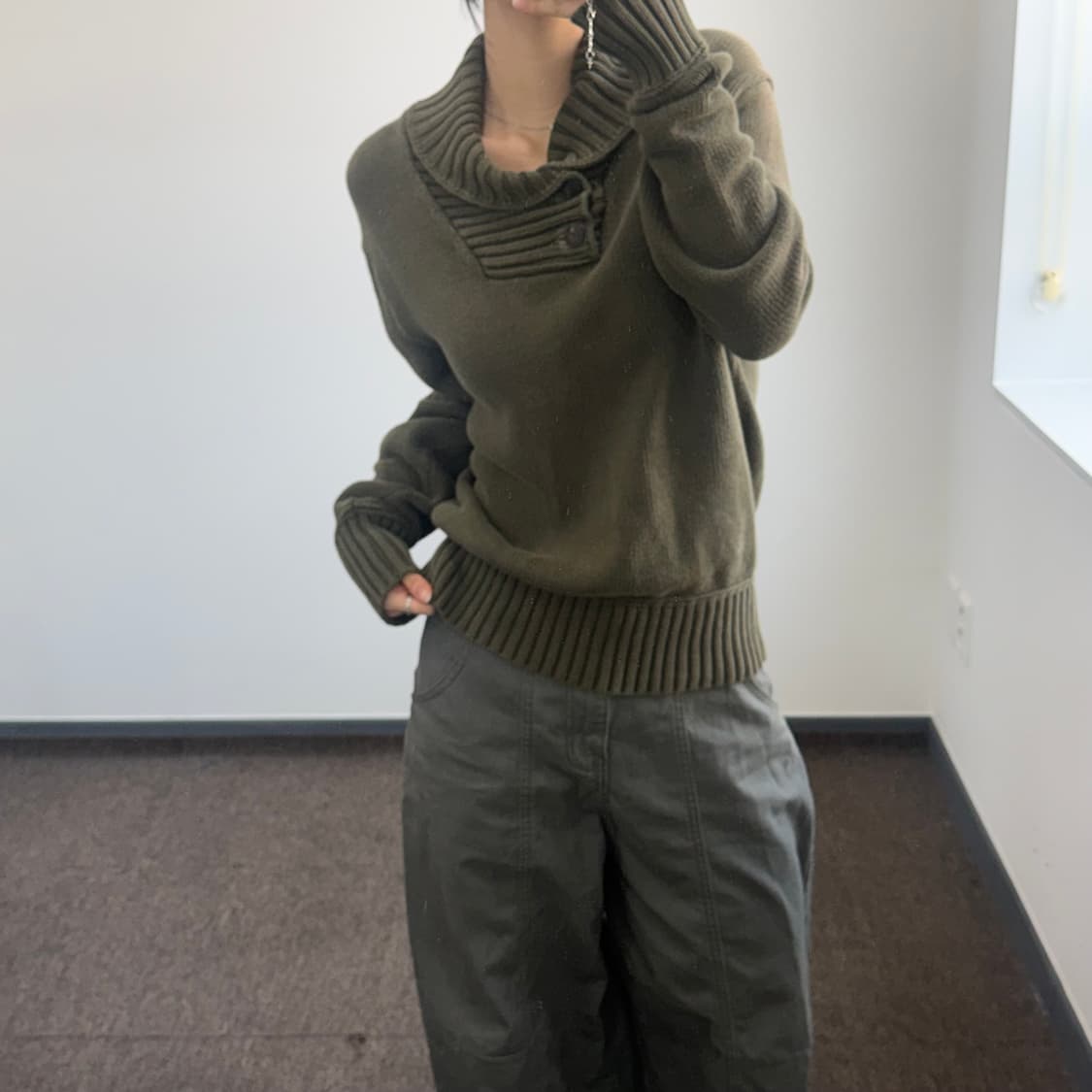 Polo 폴로 버튼업 카키 니트 상품이미지1