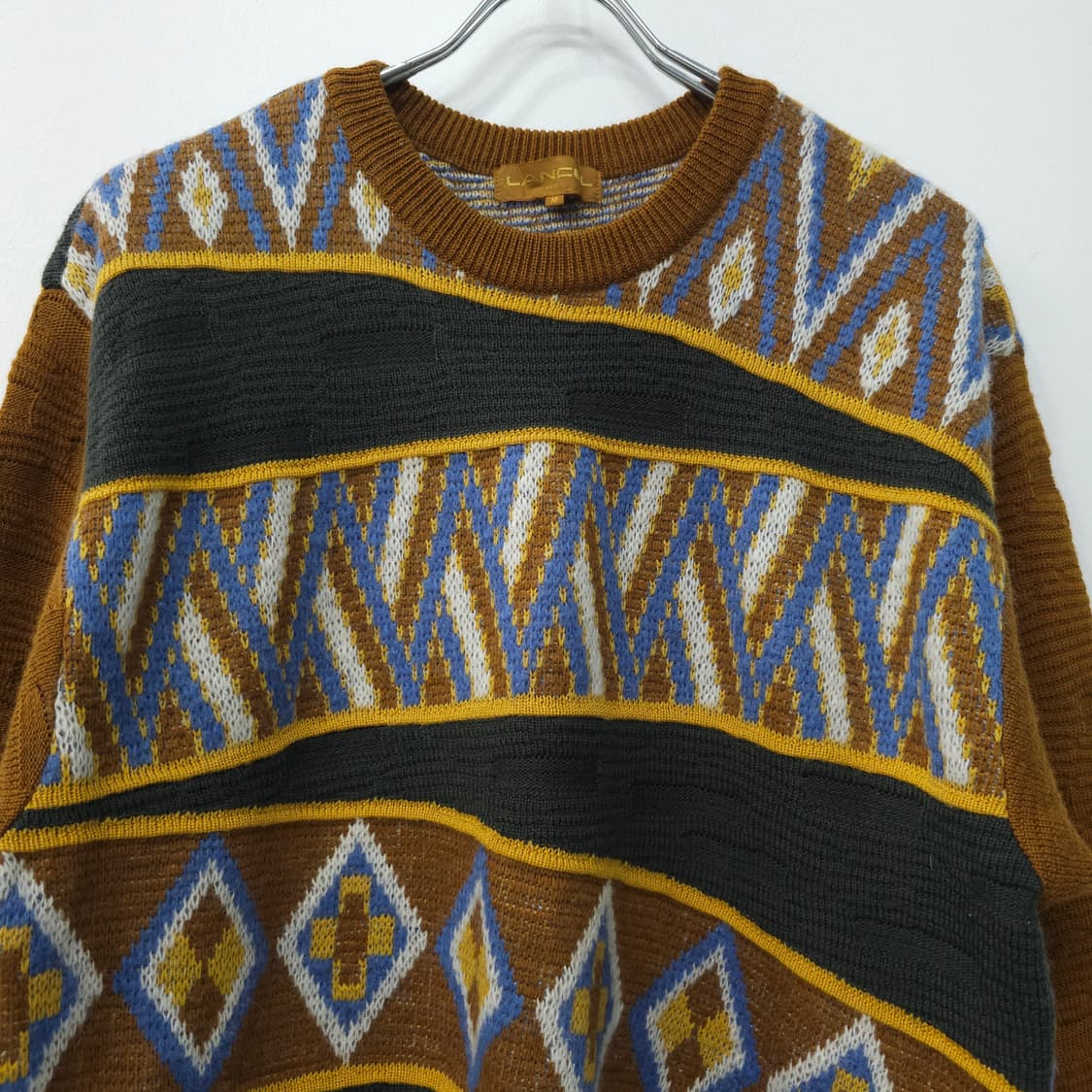 란셀 울혼방 브라운 패턴니트 상품이미지2