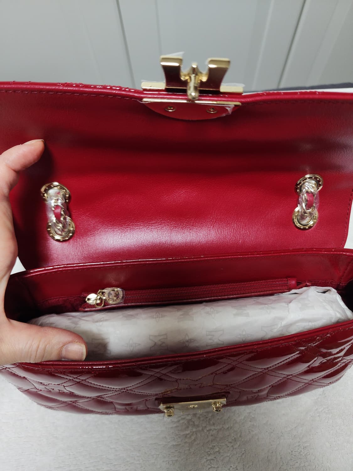 메트로시티 페이던트 리얼 가죽 핸드백 새상품 상품이미지7