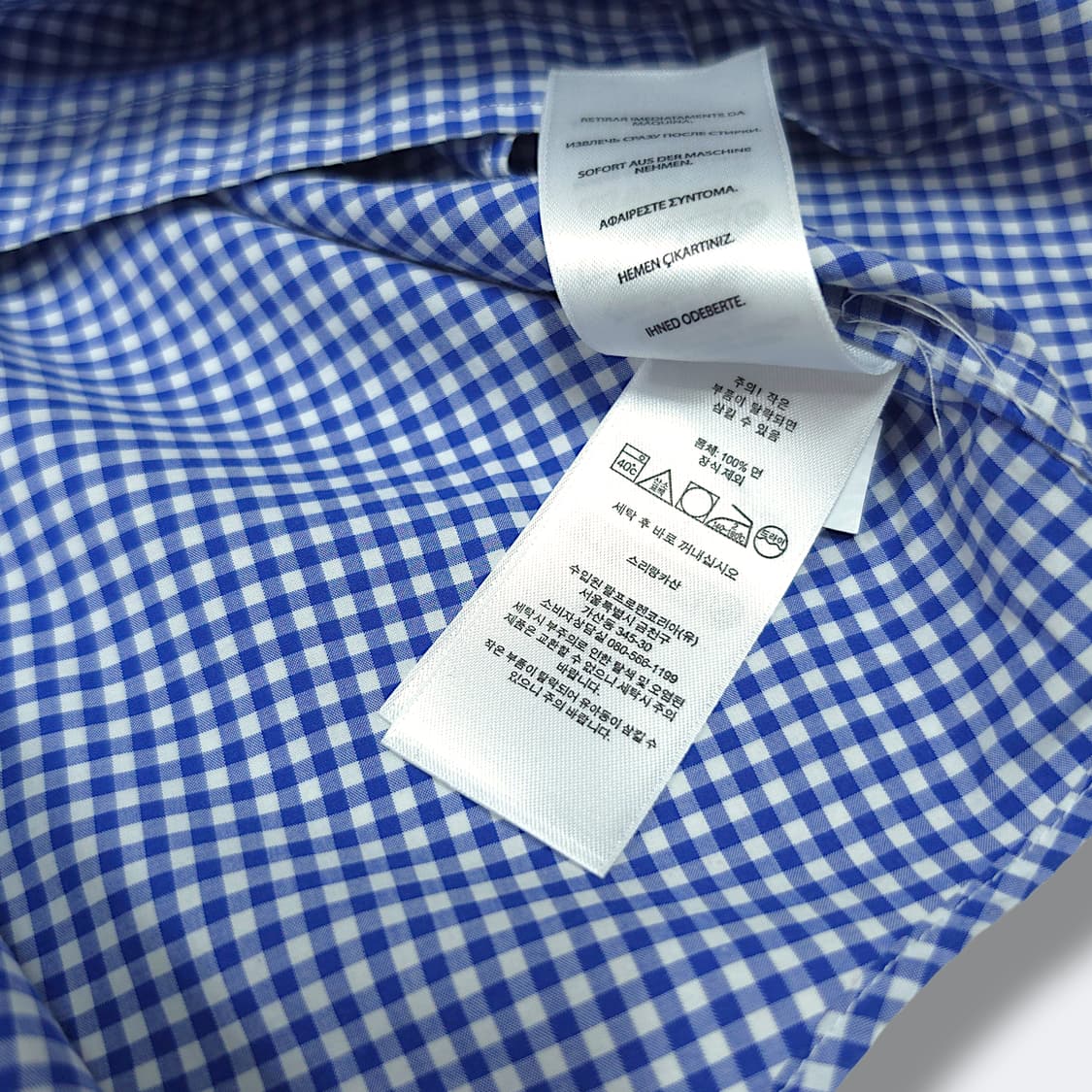 [XL] 폴로 블루 깅엄 커스텀핏 코튼 스트레치 긴팔셔츠 상품이미지8