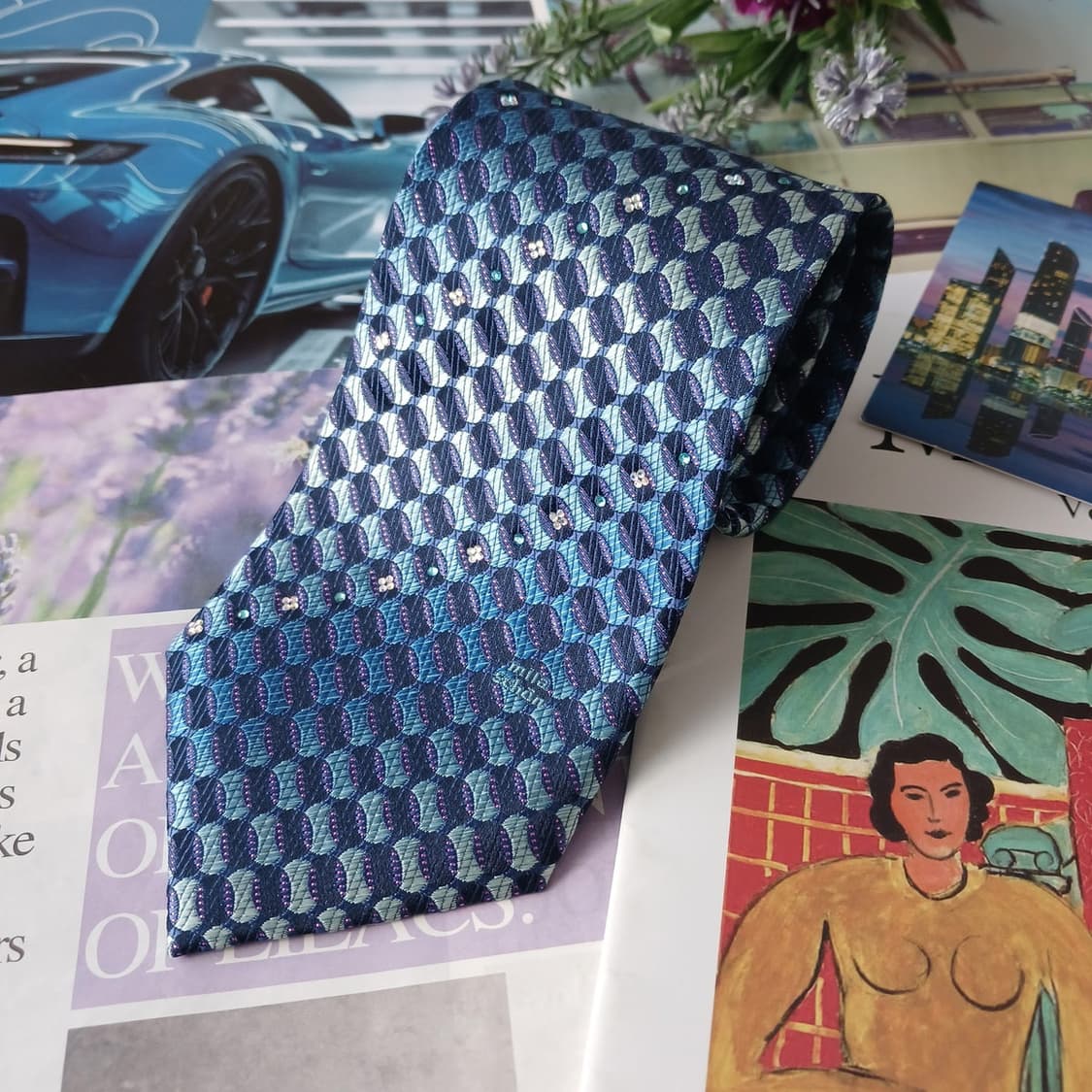 밀라숀 실크 블루 패턴 넥타이 8.8cm A+등급 A19245
 상품이미지2