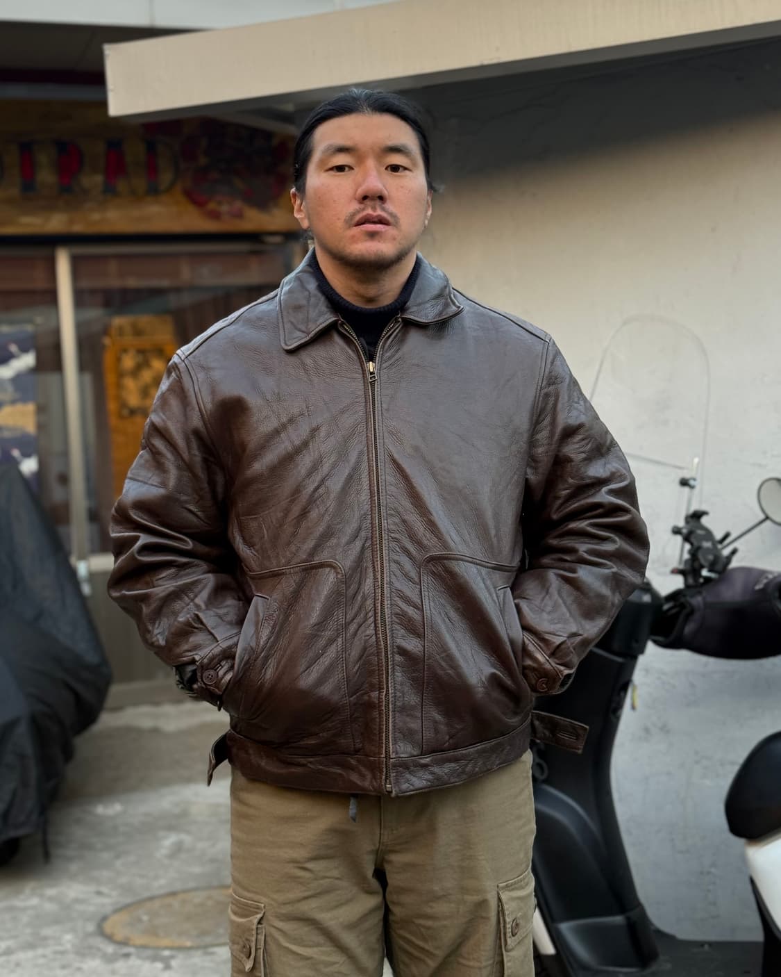 00‘s Structure 레더 봄버 자켓 L 상품이미지8