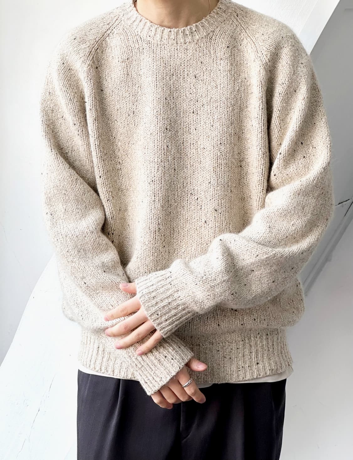 Brushed fabric sparkle pattern knit P/O 상품이미지3