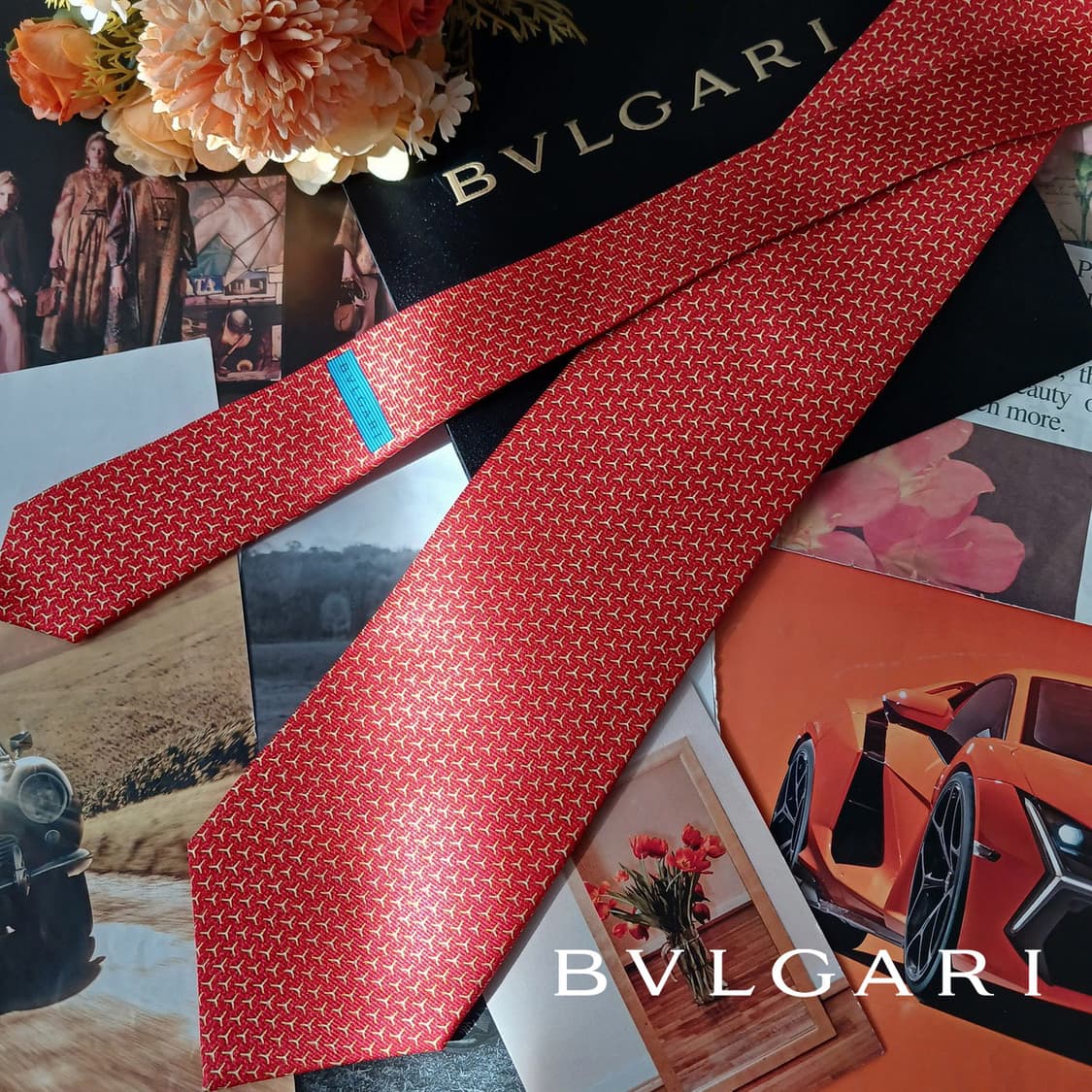 불가리 실크 다홍 세븐폴드 넥타이 9.7cm A+등급 A19578
 상품이미지2