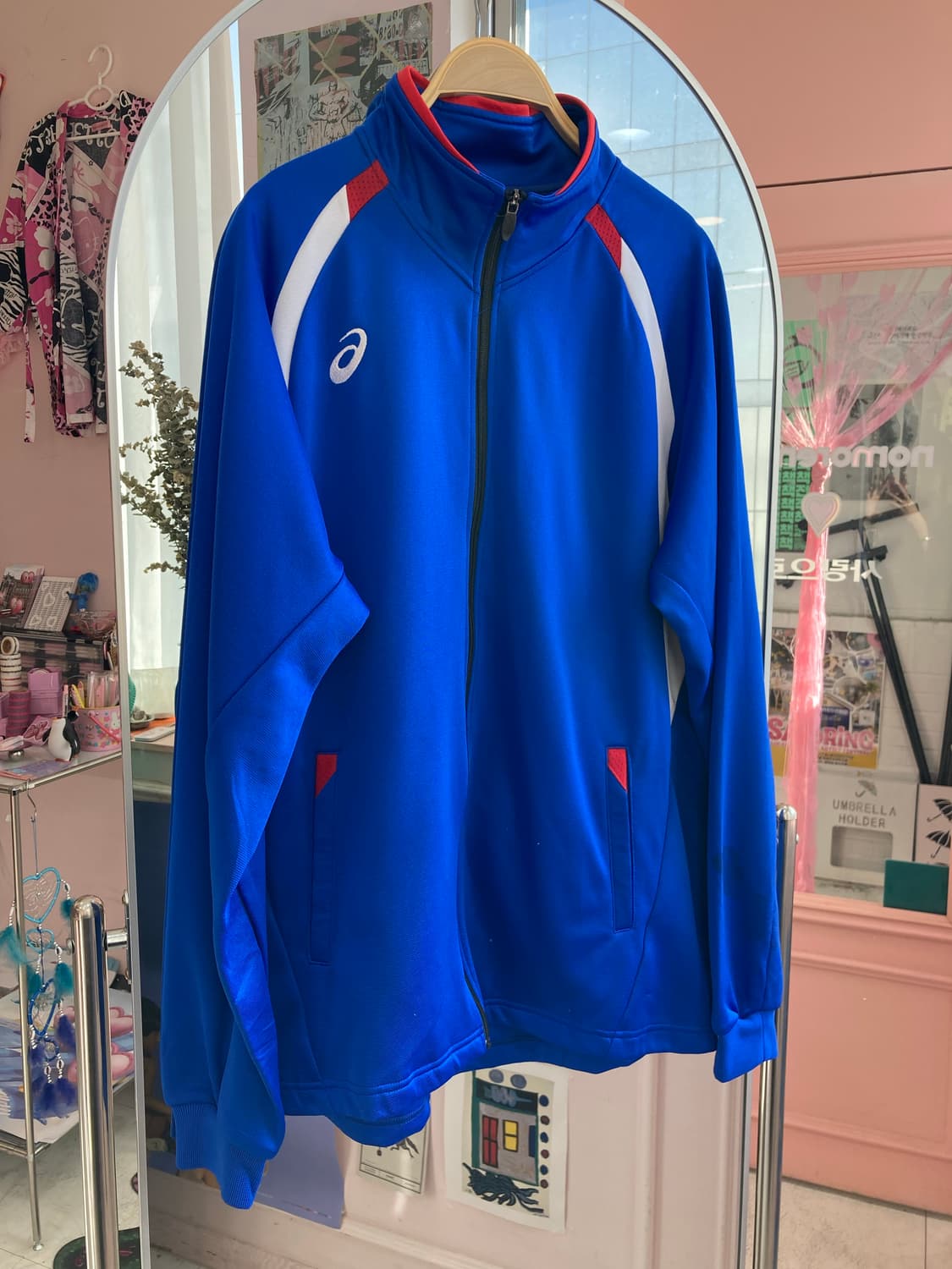 asics 아식스 블루 후리스 집업 상품이미지1