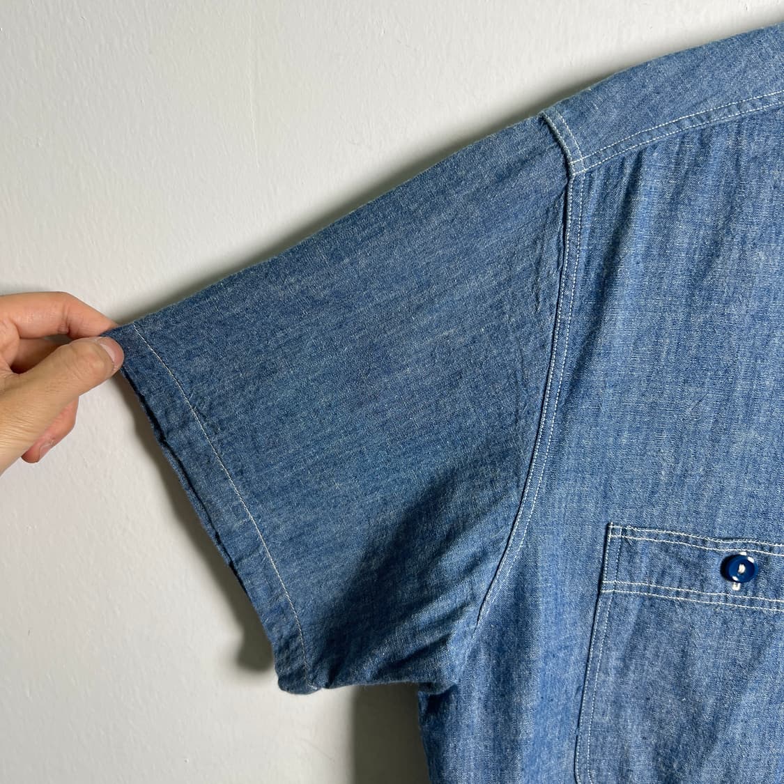 버즈 릭슨 샴브레이 데님 반팔 워크 셔츠 M 상품이미지7