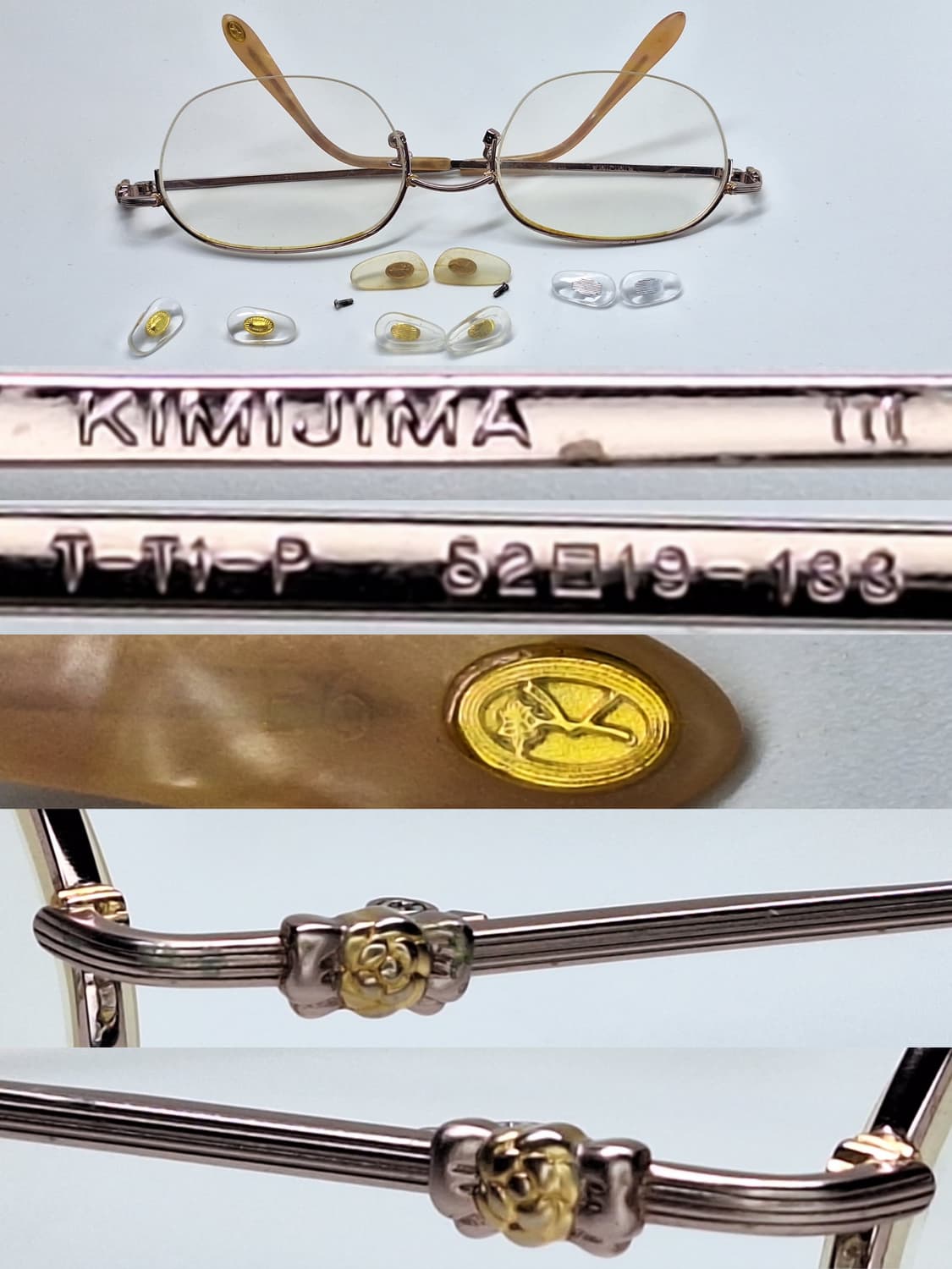 00s 일본 빈티지/KIMIJIMA 111 장미 장식 티타늄 반무테 안경 상품이미지6