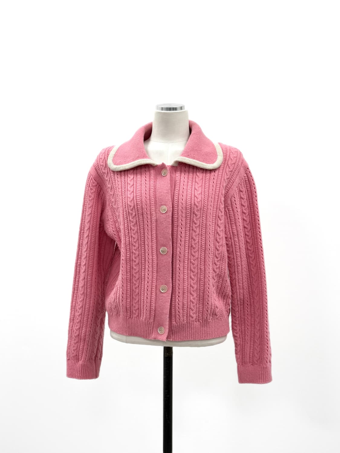 온앤온 핑크 카라 니트 가디건 상품이미지4