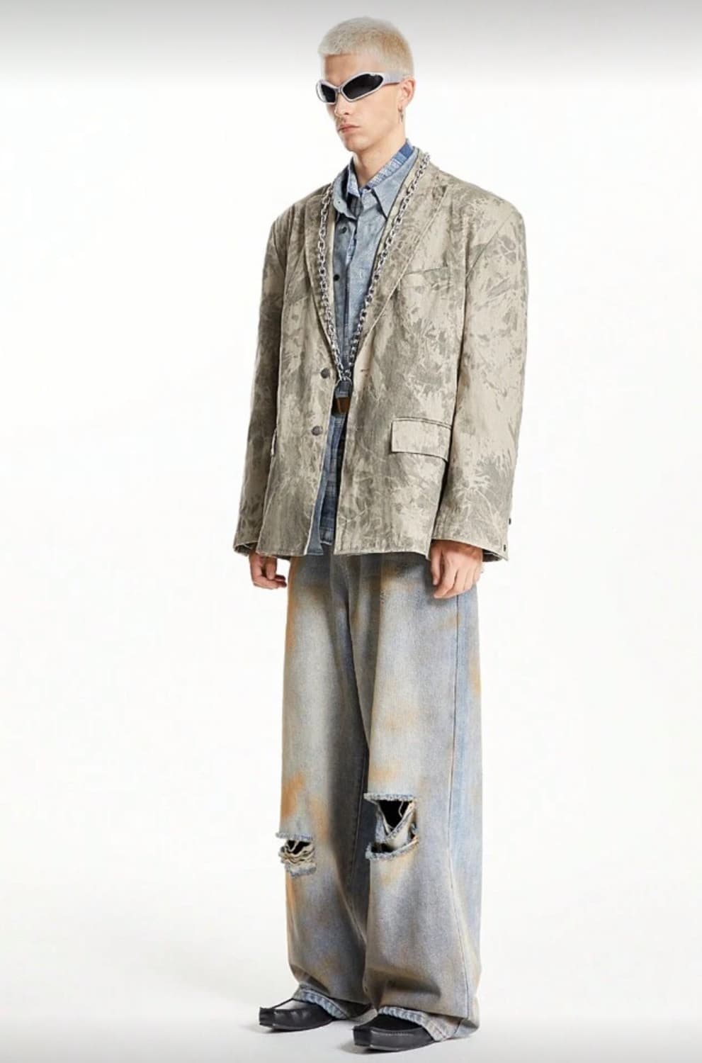 타이다이 오버핏 자켓 카키 상품이미지3