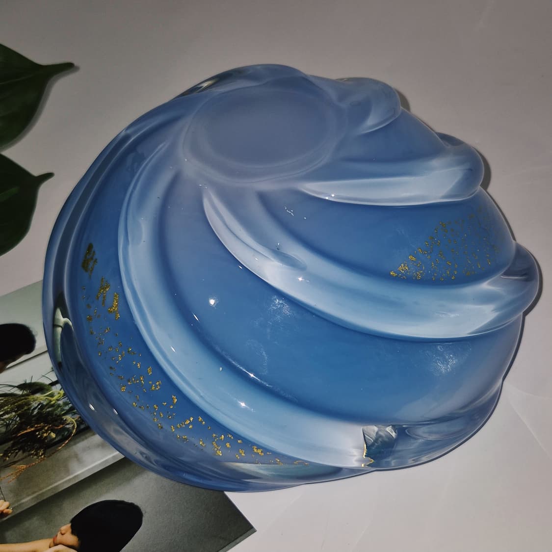 80s 이와츠 핸드블로운 스윌 아쿠아 금박 화병 상품이미지7