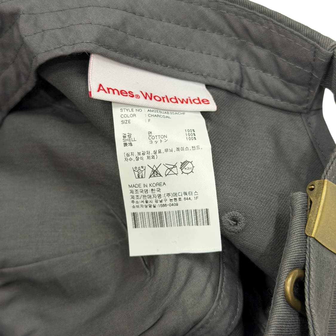 아메스 월드와이드 베이지 로고 볼캡 모자 차콜 그레이 상품이미지4