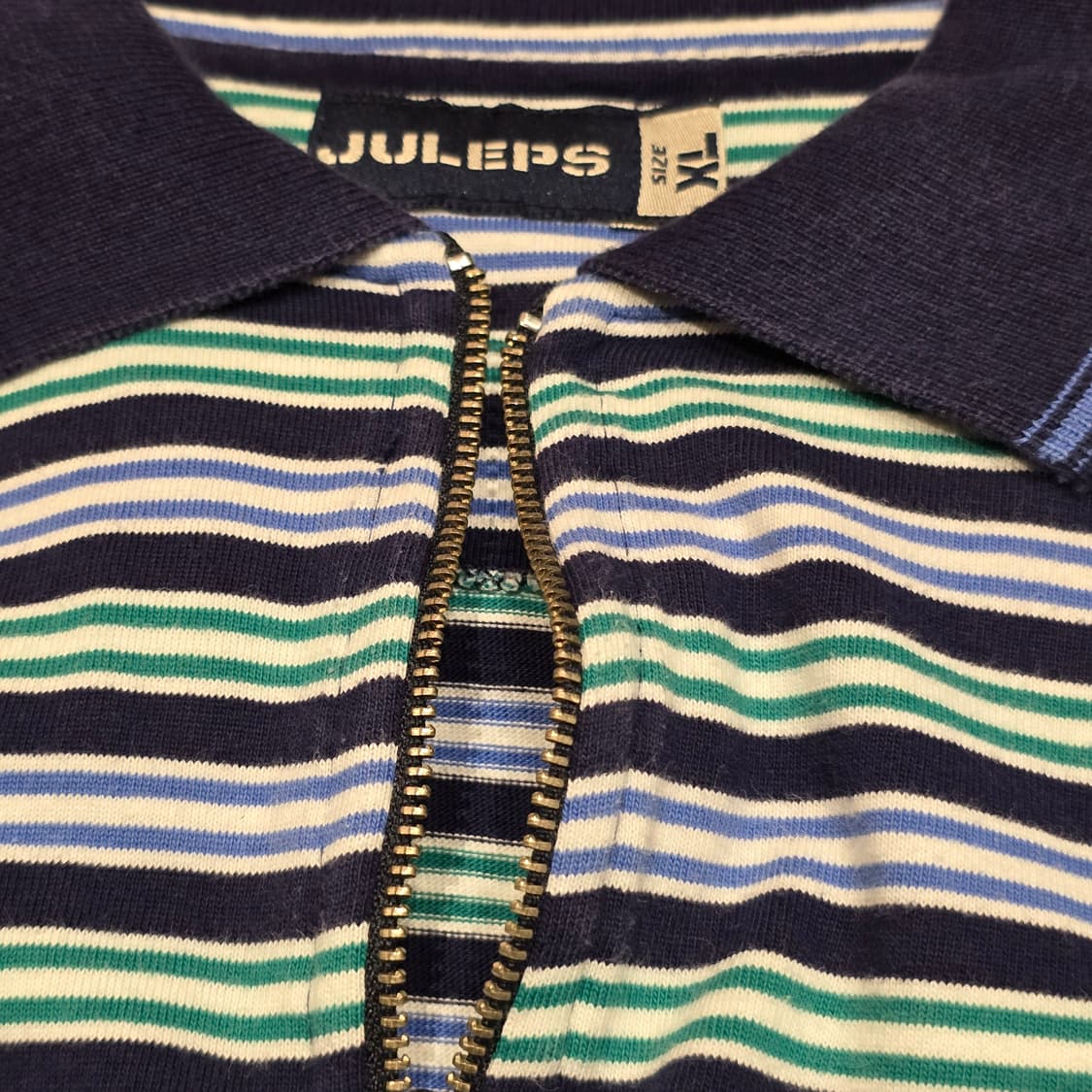 JULEPS 스트라이프 쿼터집업 카라 티셔츠 상품이미지3