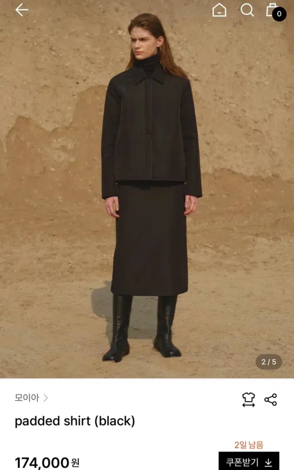 모이아 패디드셔츠 moia padded shirt (black) 상품이미지3