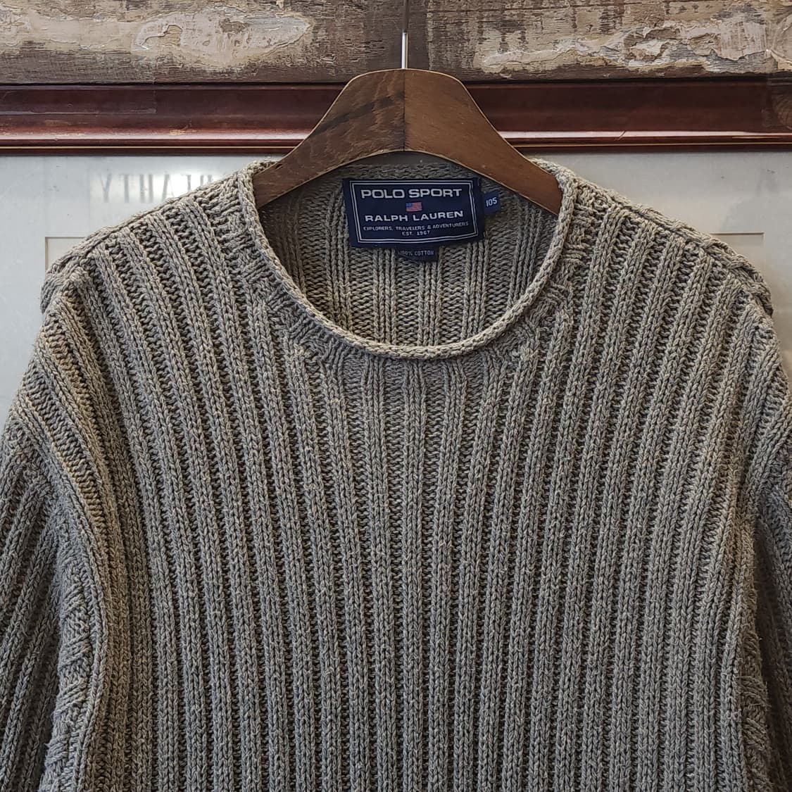 90s 폴로 스포츠 코튼 니트 골지 스웨터 105 빅사이즈 상품이미지4