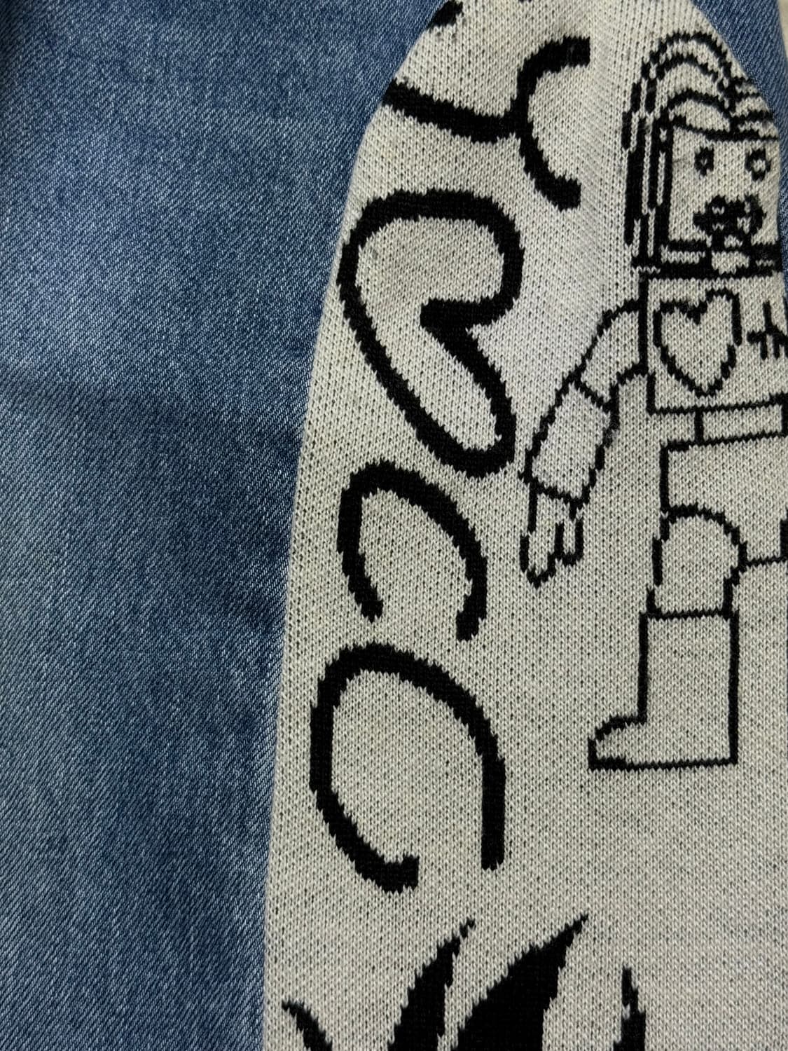 유쓰배쓰-니트 트리밍 워싱 데님 (라이트블루) 상품이미지4