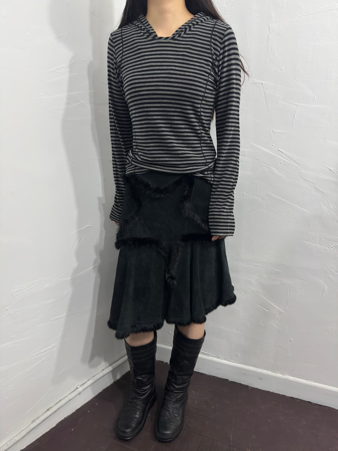 chine collection suede star fur midi ski 상품이미지4