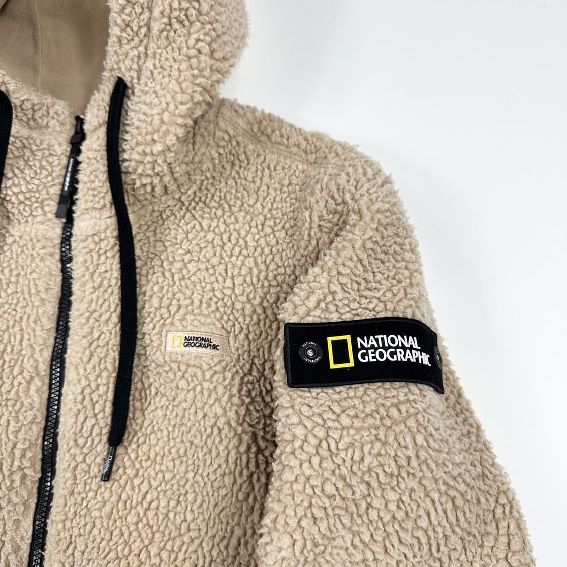내셔널지오그래픽 베이지 후리스 후드집업 (M) 상품이미지3