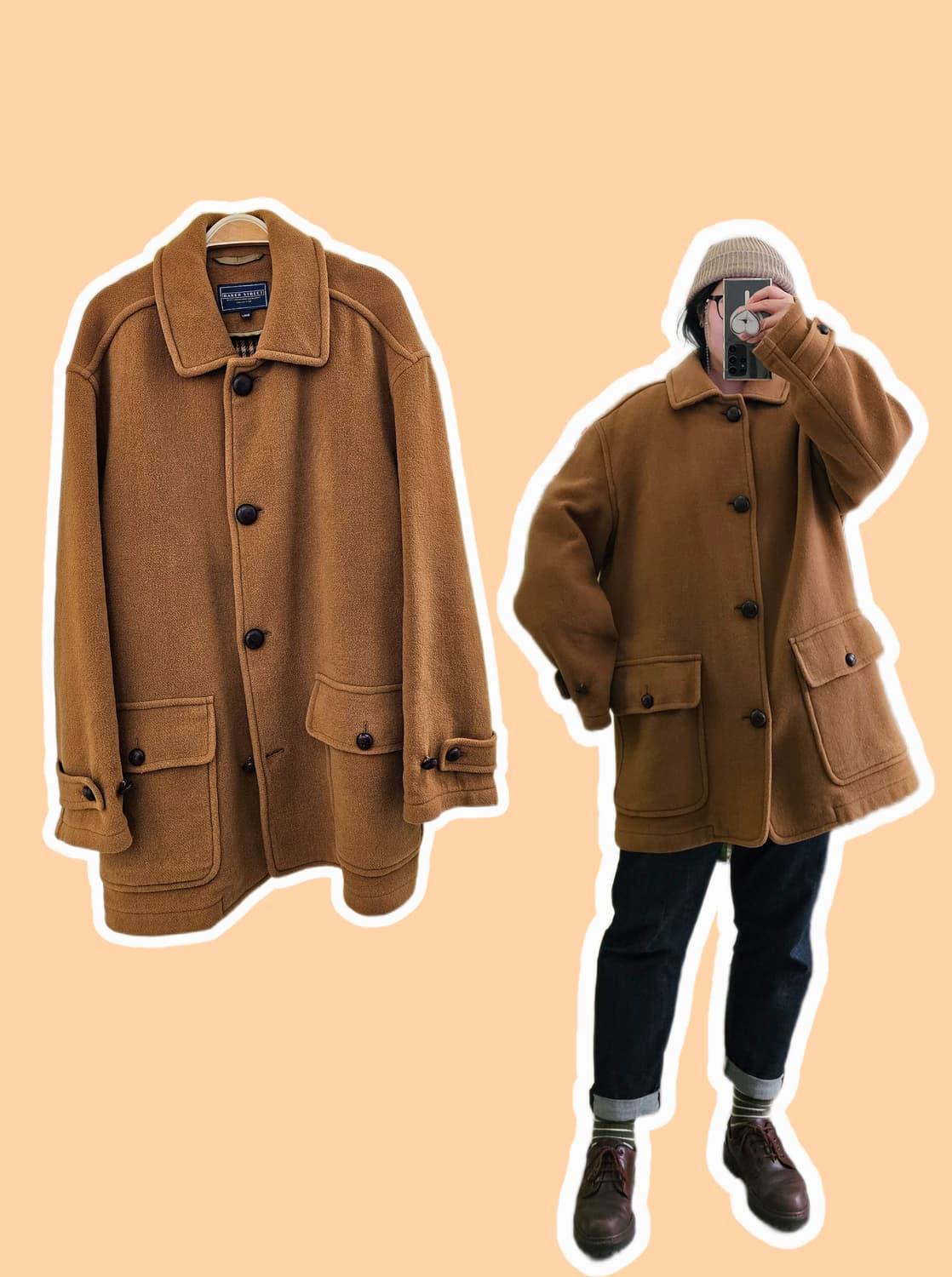 Baker Street 카멜 울 미들코트 상품이미지1