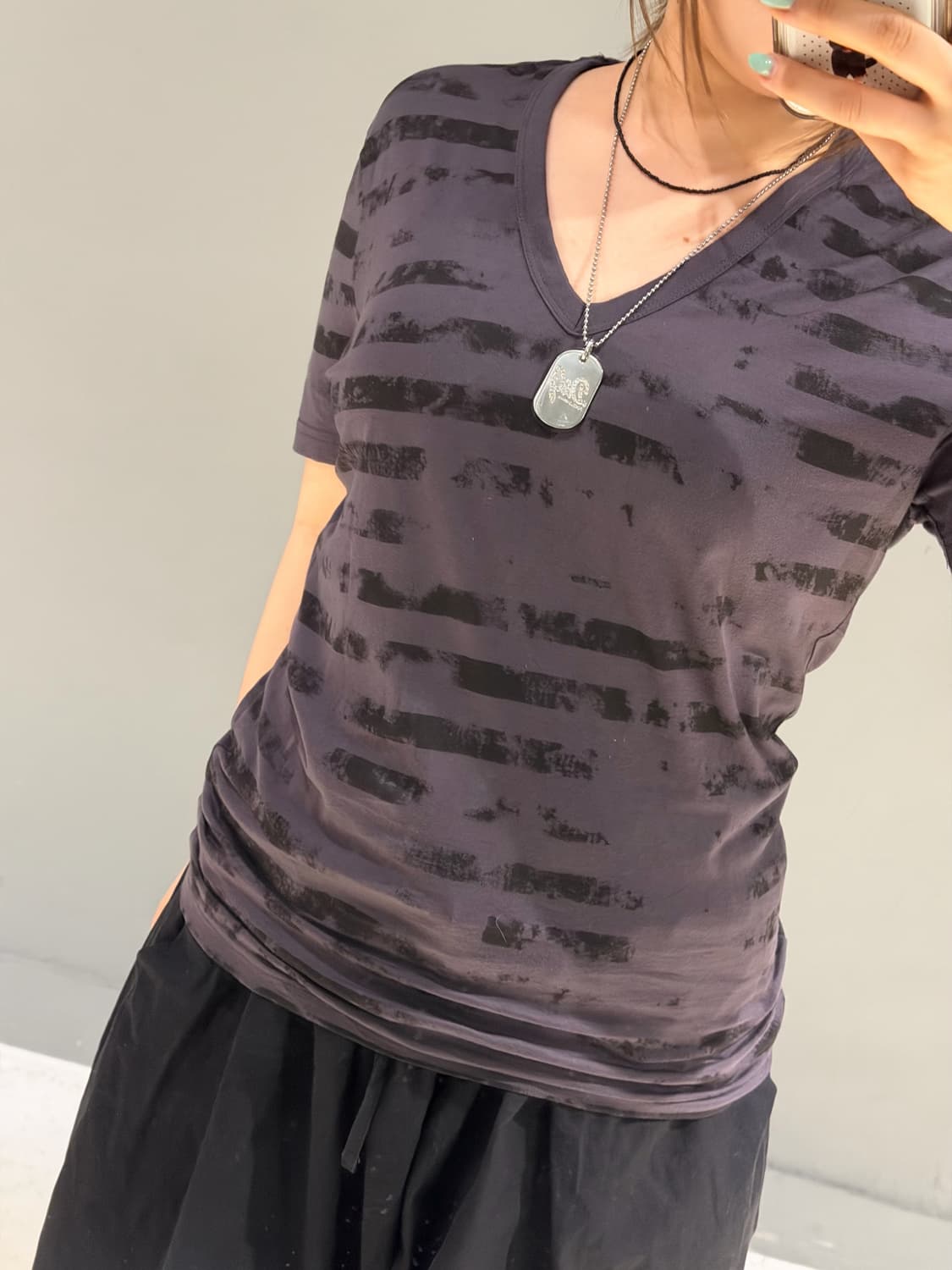No id grunge printing top 상품이미지3