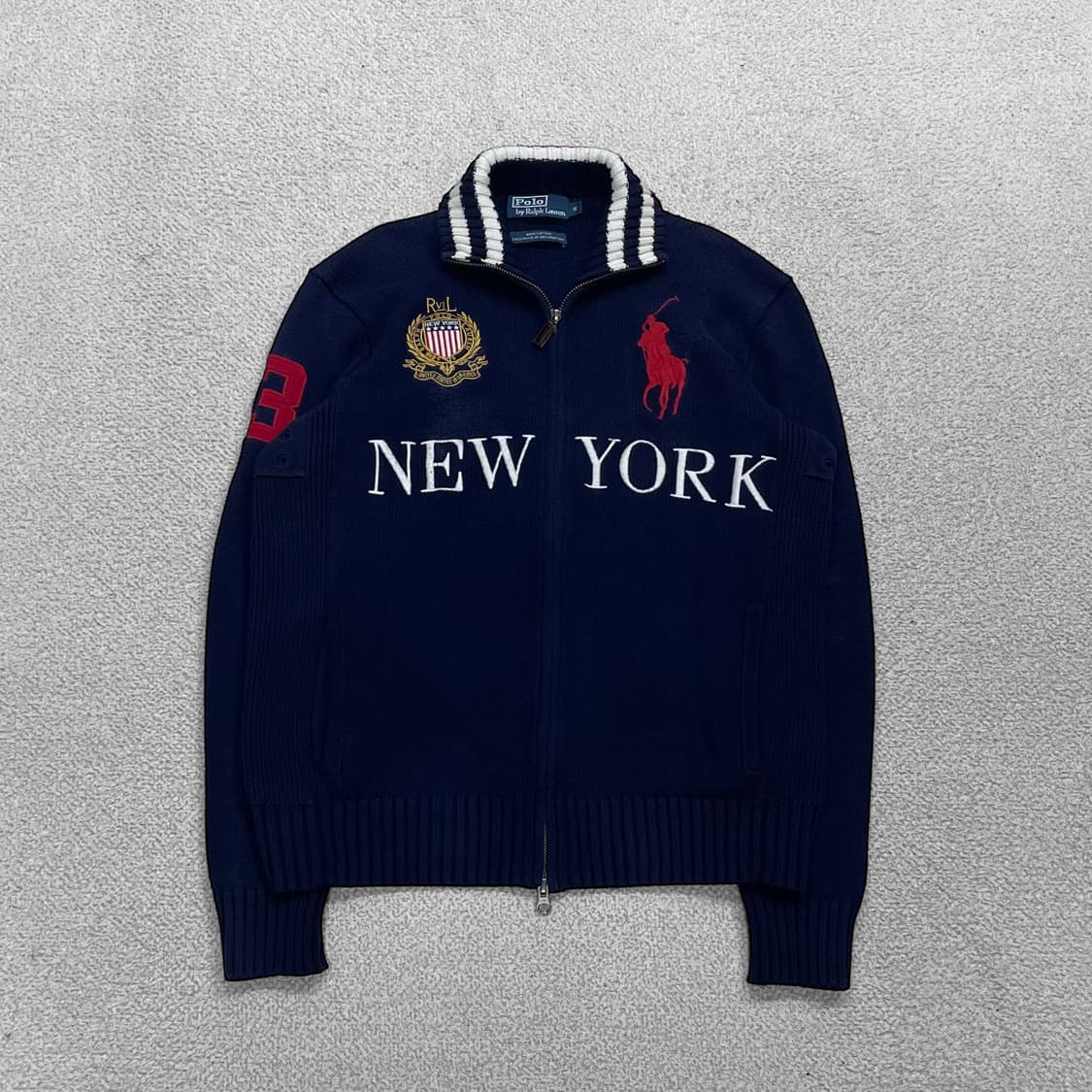폴로 랄프로렌 치프키프 빅포니 뉴욕 니트 집업 네이비 상품이미지2